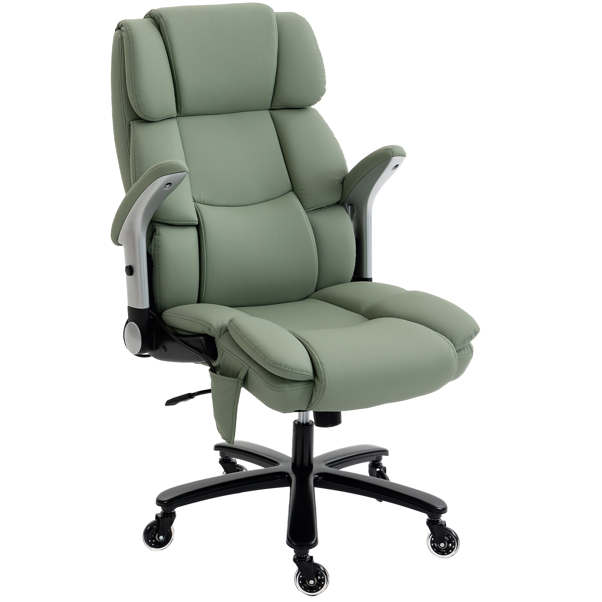 Heavy Duty Office Chair 400LBS with Airbag Lumbar Support, Pet-Friendly Fabric, Big and Tall Desk Chair with Flip-Up Armrests, Pocket Springs, Class 4 Gas Cylinder, Wide Seat, Light Green