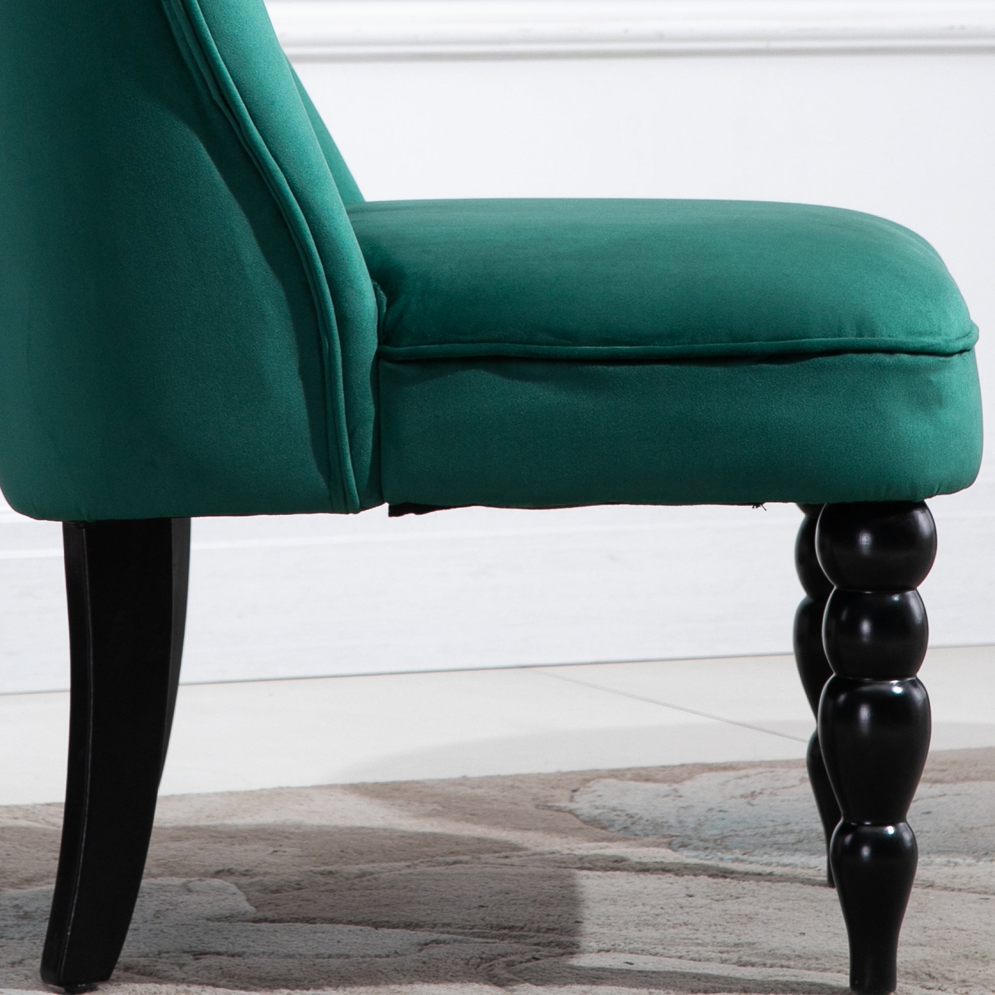 HOMCOM Vintage Leisure Accent Chair with Button Tufted Straight Back, Turned Legs, Thick Sponge Padding for Living Room, Dining Room, Study, Dark Green