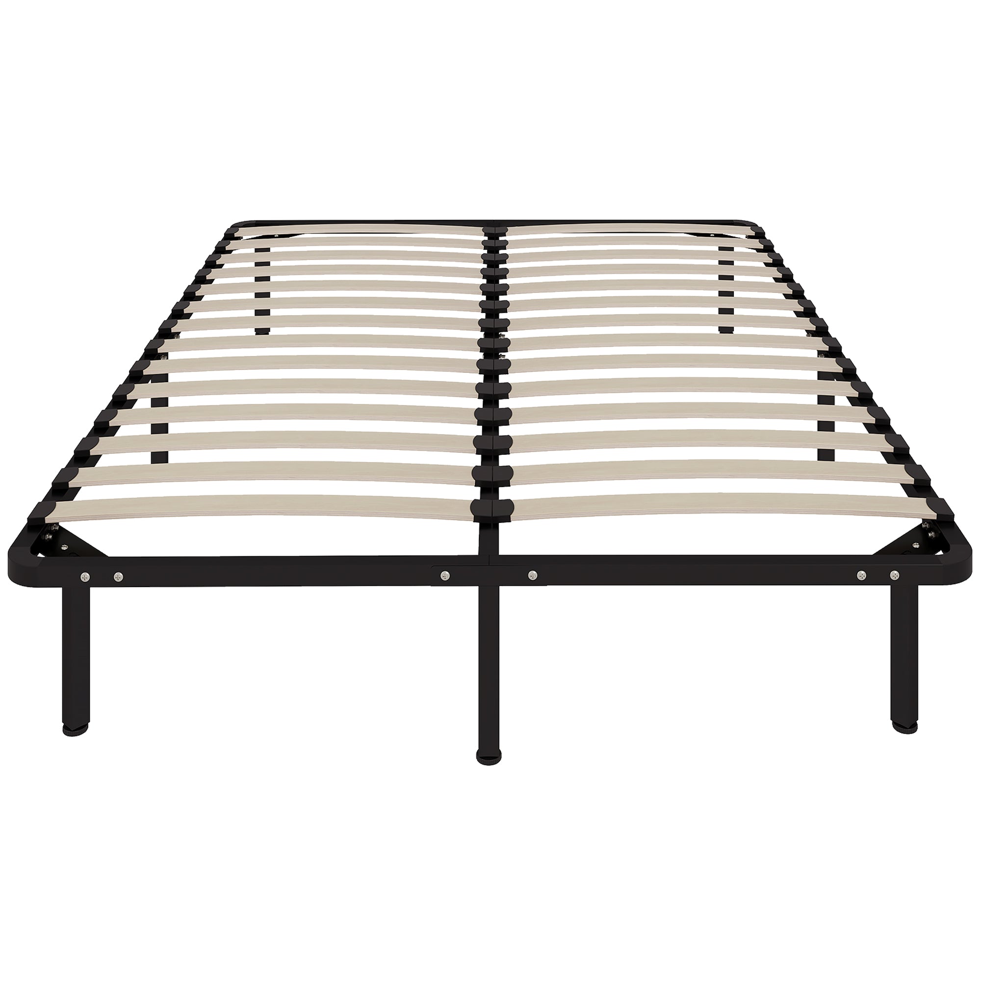 4ft6 Double Bed Frame, Metal Platform Bed Frame with 2 x 14 Wood Slats, No Box Spring Needed, Underbed Storage, Easy to Assemble, Black