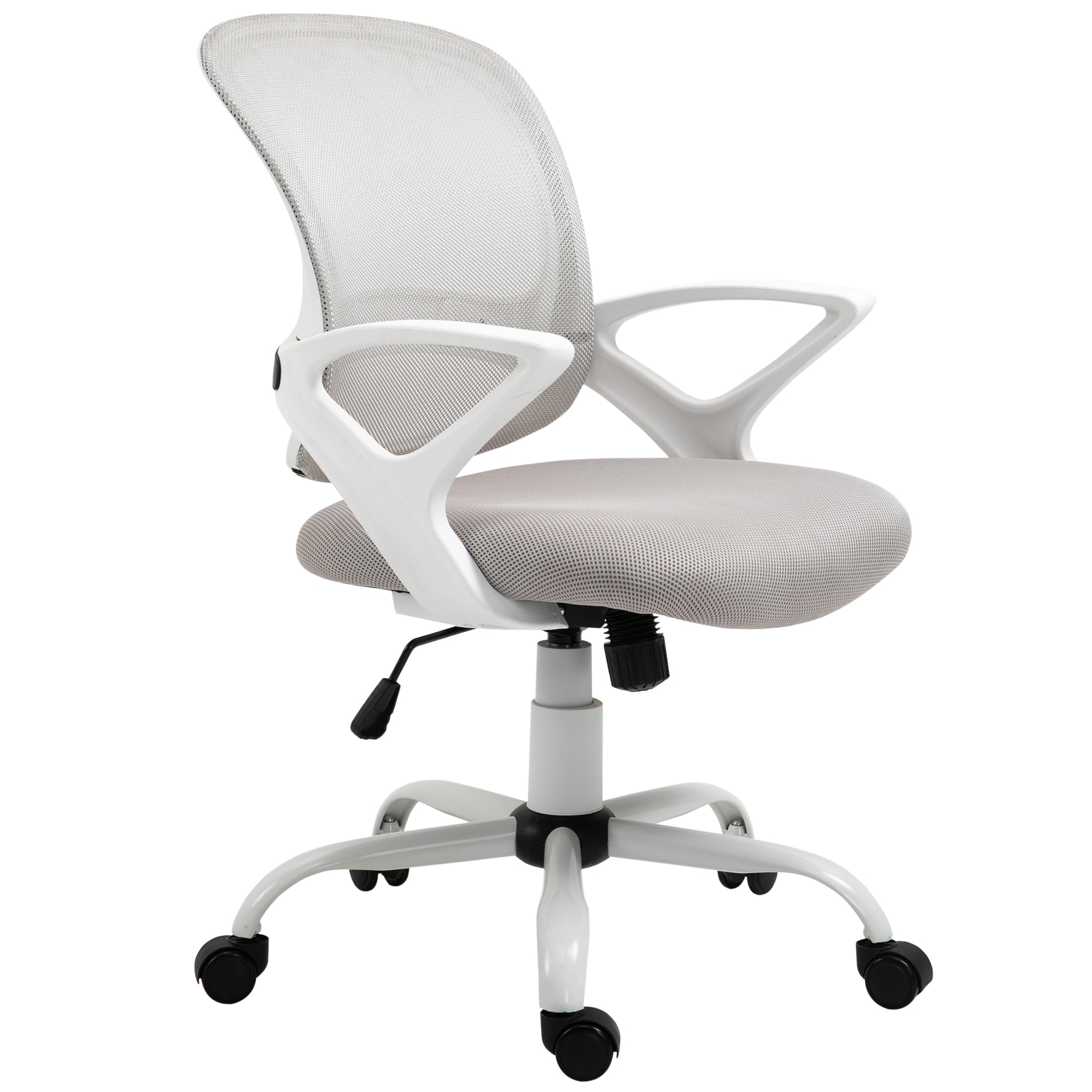 Ergonomic Mesh Office Chair, Swivel Mid Back Computer Desk Chair with  Lumbar Back Support, Adjustable Height, Rocking Function, Rolling Wheels, for Home Office Study, Gray