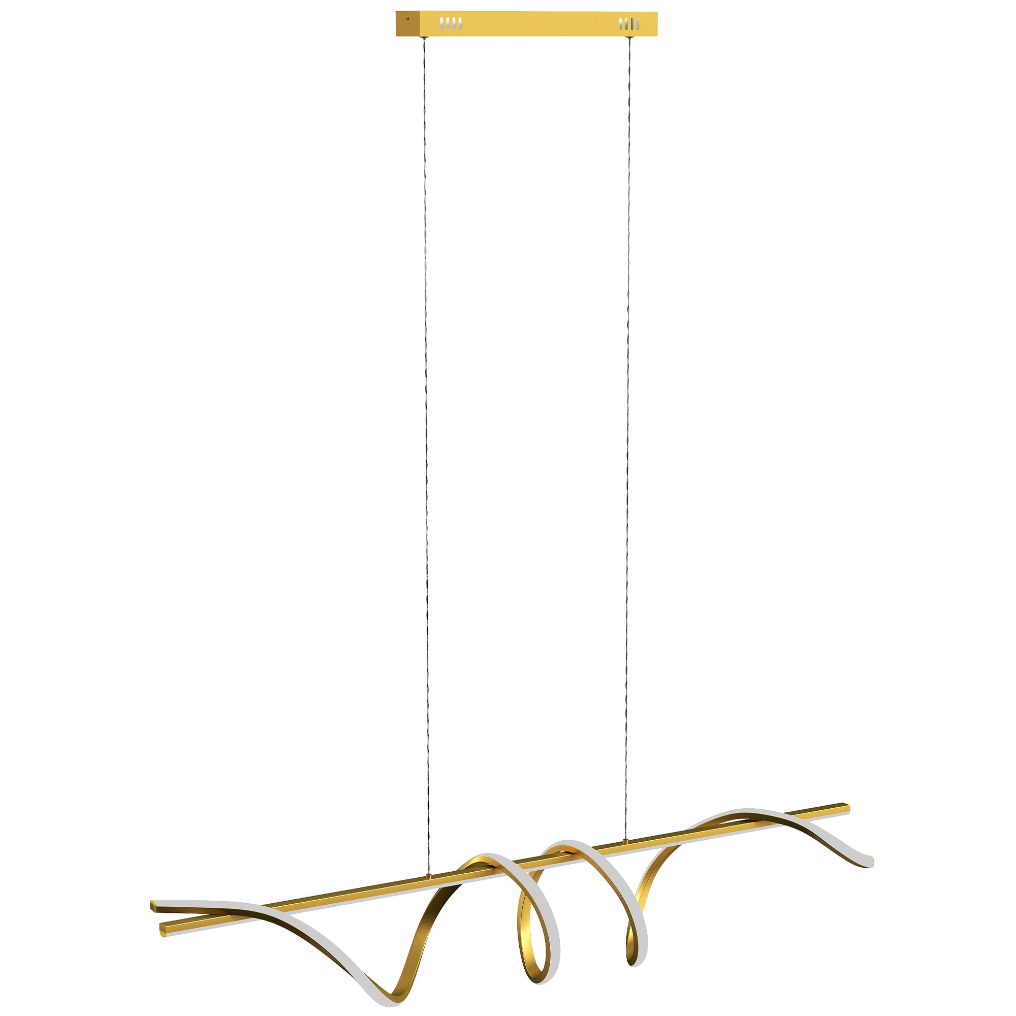 LED Pendant Light, Modern Ceiling Light with 3000K/4000K/6000K Temperatures, Adjustable Height Hanging Fixture with Wall Switch for Kitchen Island, Dining Room, Gold Tone