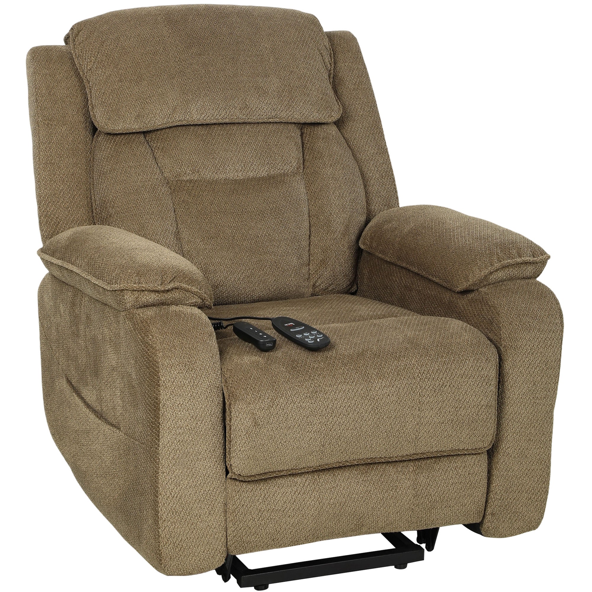 Power Lift Recliner Chair for Elderly with Massage, Electric Recliner with Side Pockets, Remote, 2 Memory Buttons, Footrest, Quiet Reclining Chair for Living Room, Brown