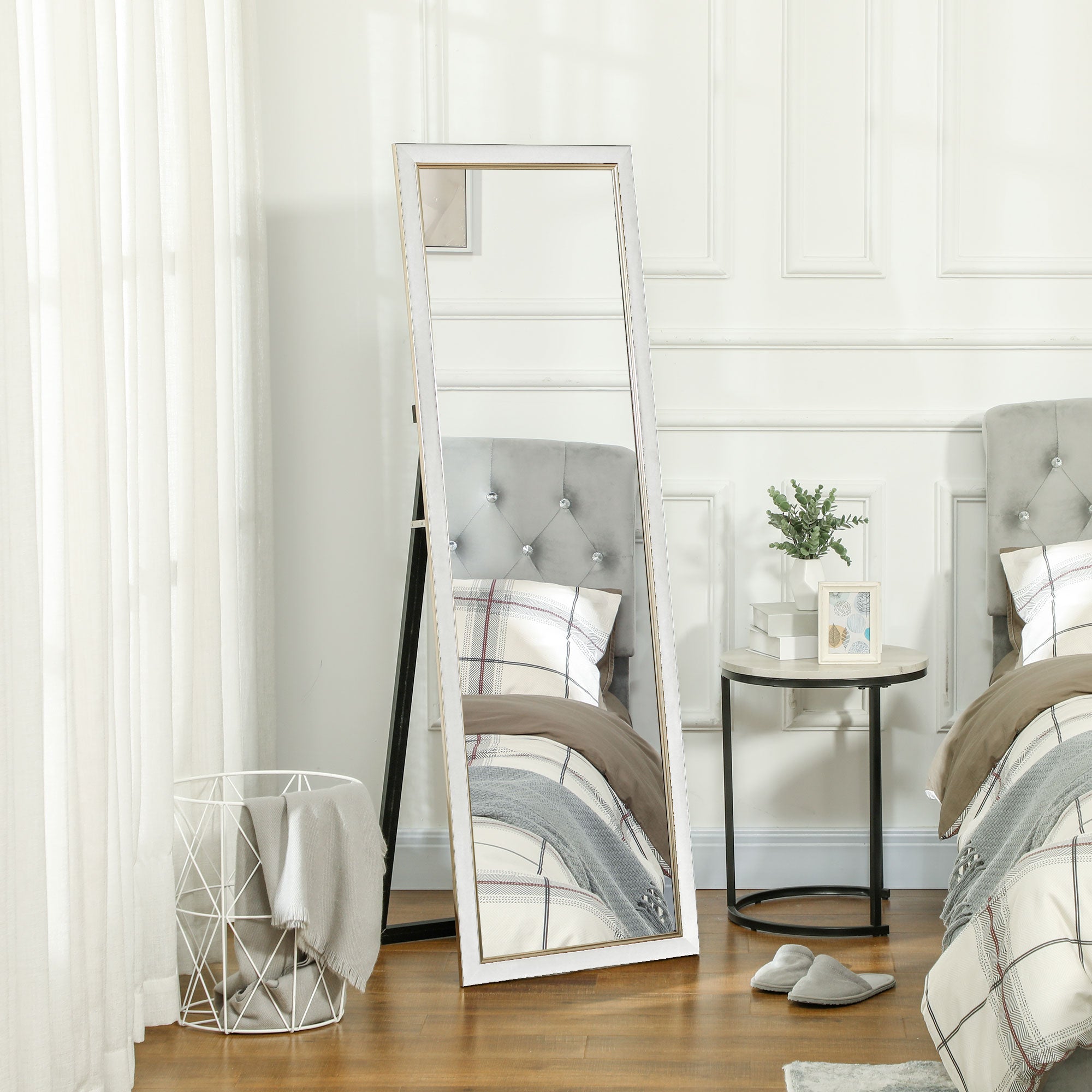 HOMCOM Full Length Mirror, 64" x 21" Full Body Mirror with Frame, Free Standing, Leaning or Wall Mirror for Living Room, Bedroom, White
