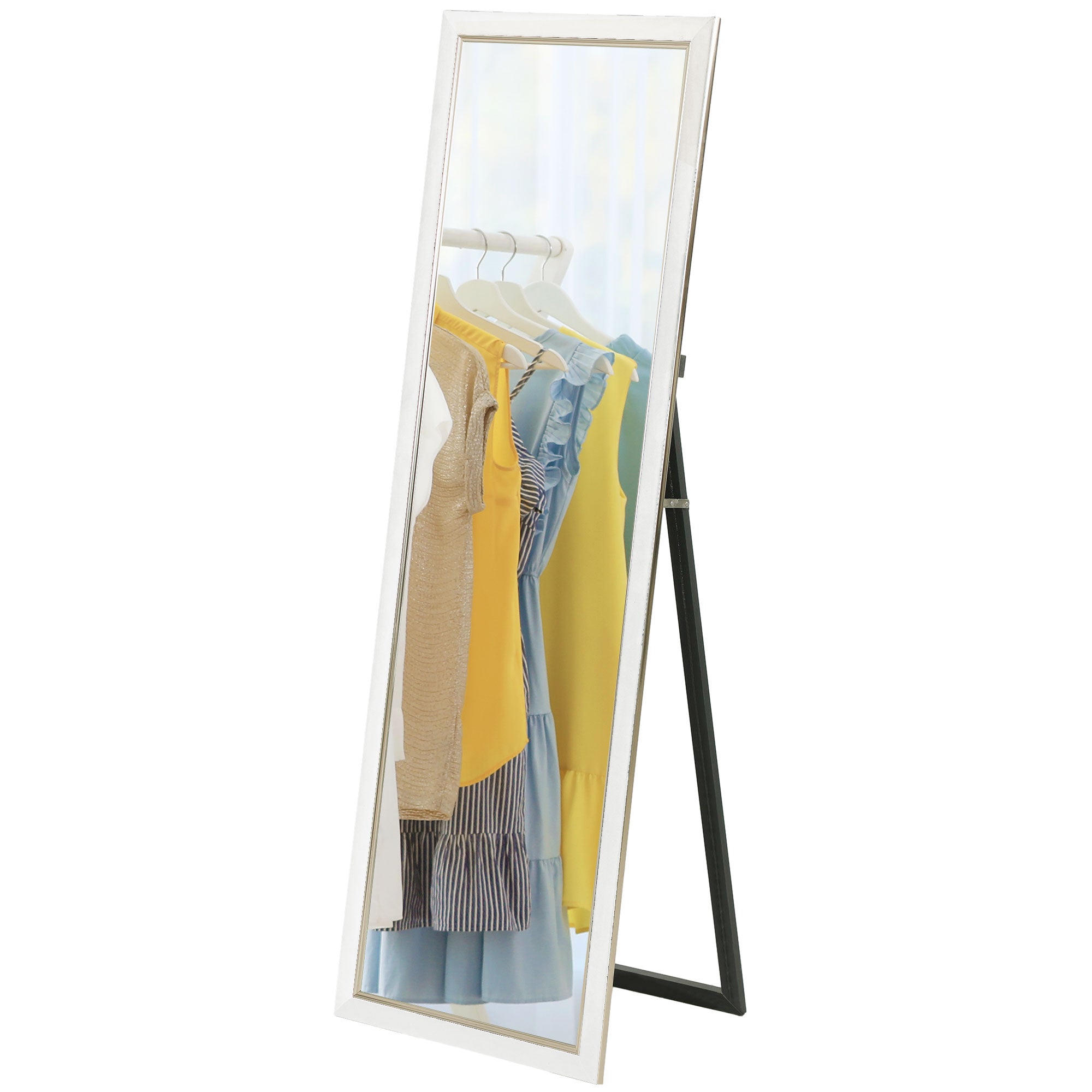 HOMCOM Full Length Mirror, 64" x 21" Full Body Mirror with Frame, Free Standing, Leaning or Wall Mirror for Living Room, Bedroom, White