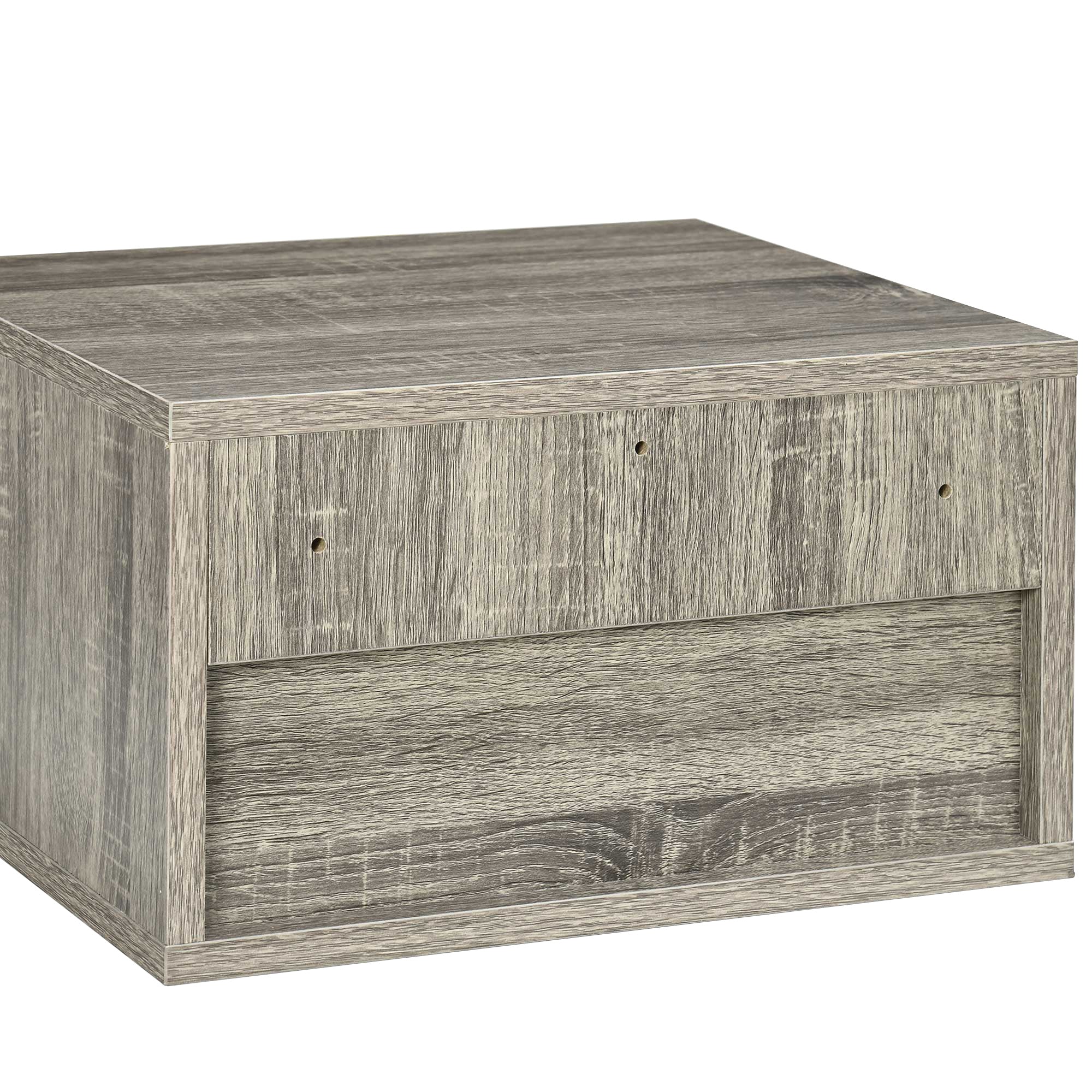 HOMCOM Floating Bedside Table Set of 2 Wall Mounted Nightstand with Storage Drawer and Open Shelf for Bedroom, Weathered Brown Wood-Effect