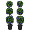 3.5ft Set of 2 Decorative Artificial Plants Ball Trees with Lavender Flowers in Pot Fake Plants for Home Indoor Outdoor Decor, Green