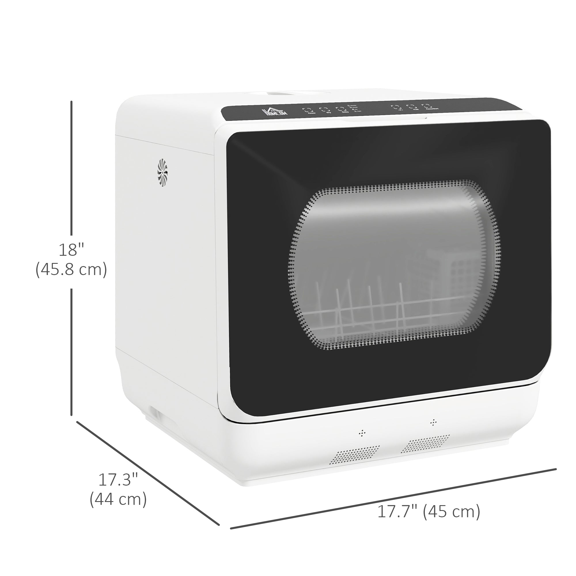 Countertop Dishwasher, Portable Mini Dishwasher with 4 Place Settings, 5 Washing Programs, Air-Dry Function, Built-in 6L Water Tank for Apartments and RVs, White and Black