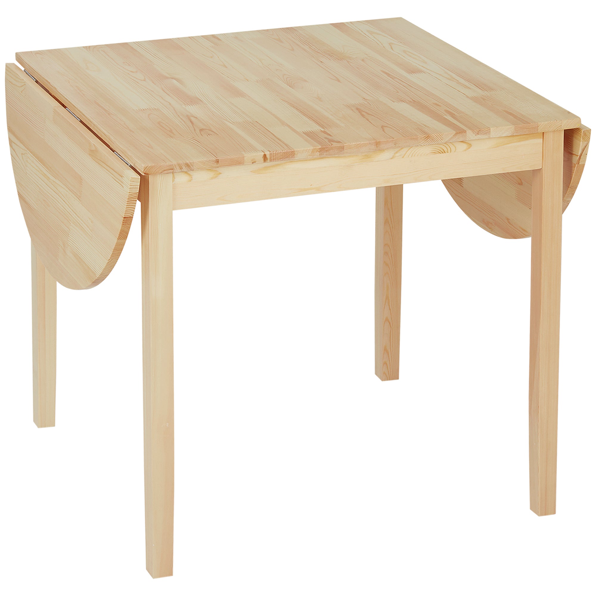 HOMCOM Solid Wood Kitchen Table, Drop Leaf Tables for Small Spaces, Folding Dining Table, Natural