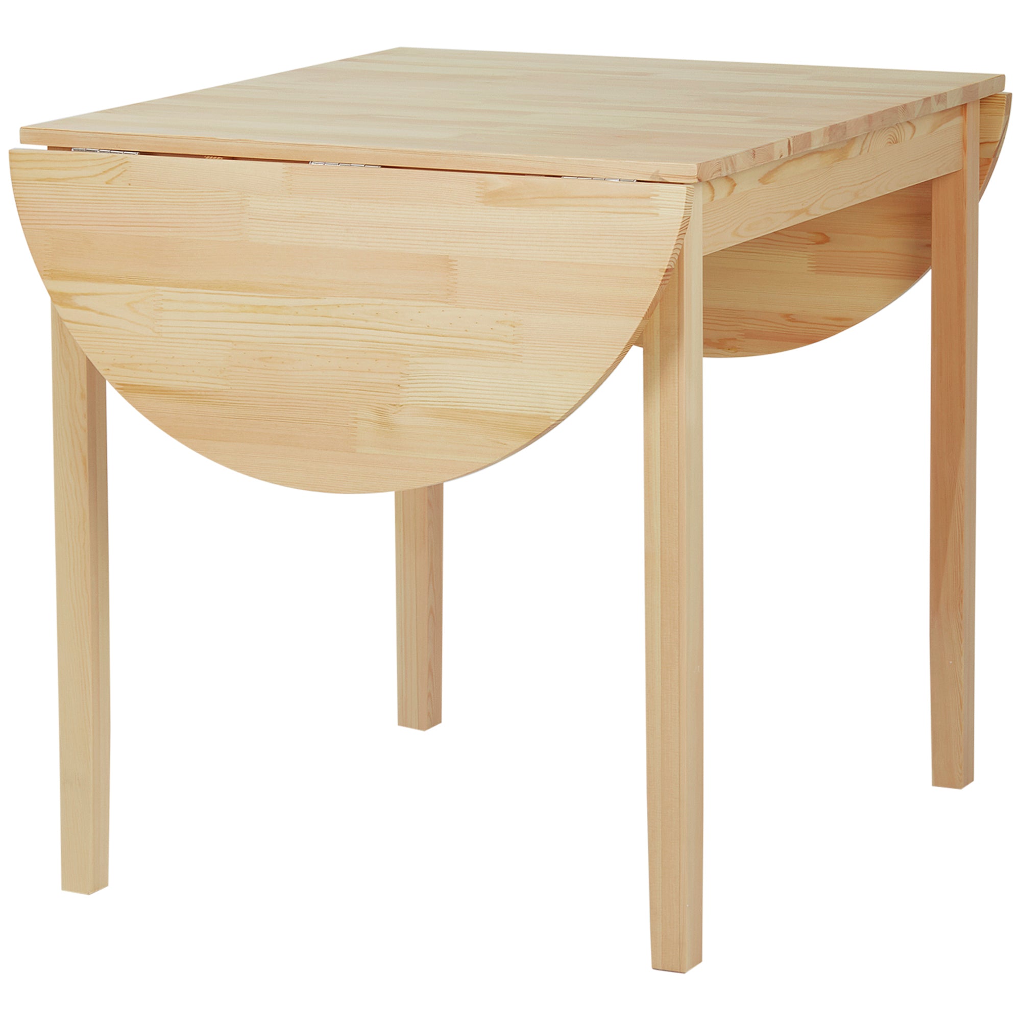 HOMCOM Solid Wood Kitchen Table, Drop Leaf Tables for Small Spaces, Folding Dining Table, Natural