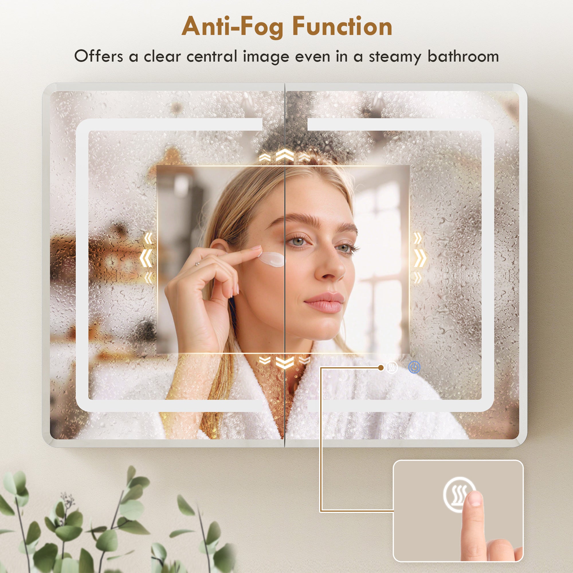 Bathroom Mirror Cabinet with LED Lights and Double-Sided Mirrors, 600 x 800 mm Aluminium Wall Mounted Bathroom Cabinet with Anti-Fog, 3 Colour Dimmable Lighting, Adjustable Shelves