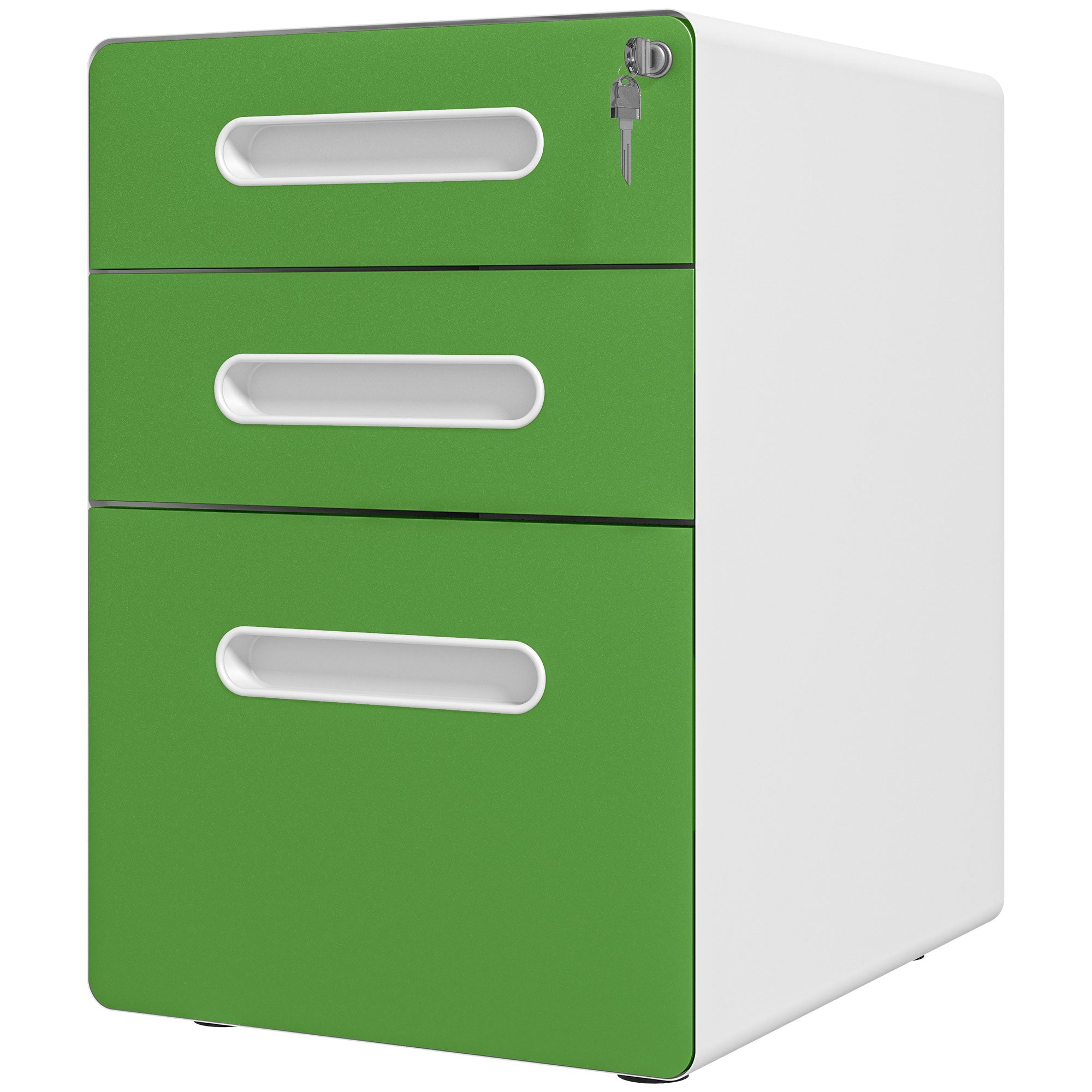 Vinsetto Lockable File Cabinet with 3 Drawers, Vertical Office Drawer for A4, Letter, Legal Size, Anti-tilt Design, Pre-Assembled Body, Green