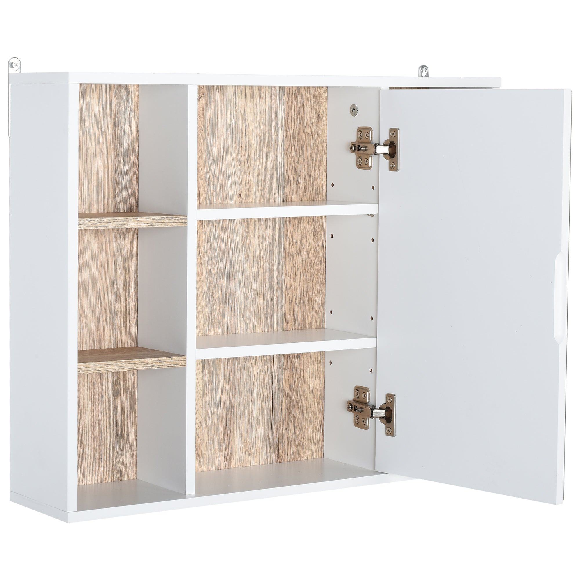 HOMCOM Bathroom Mirror Cabinet, Wall Mounted Medicine Cabinet with Storage Cupboard and Adjustable Shelf, White & Oak