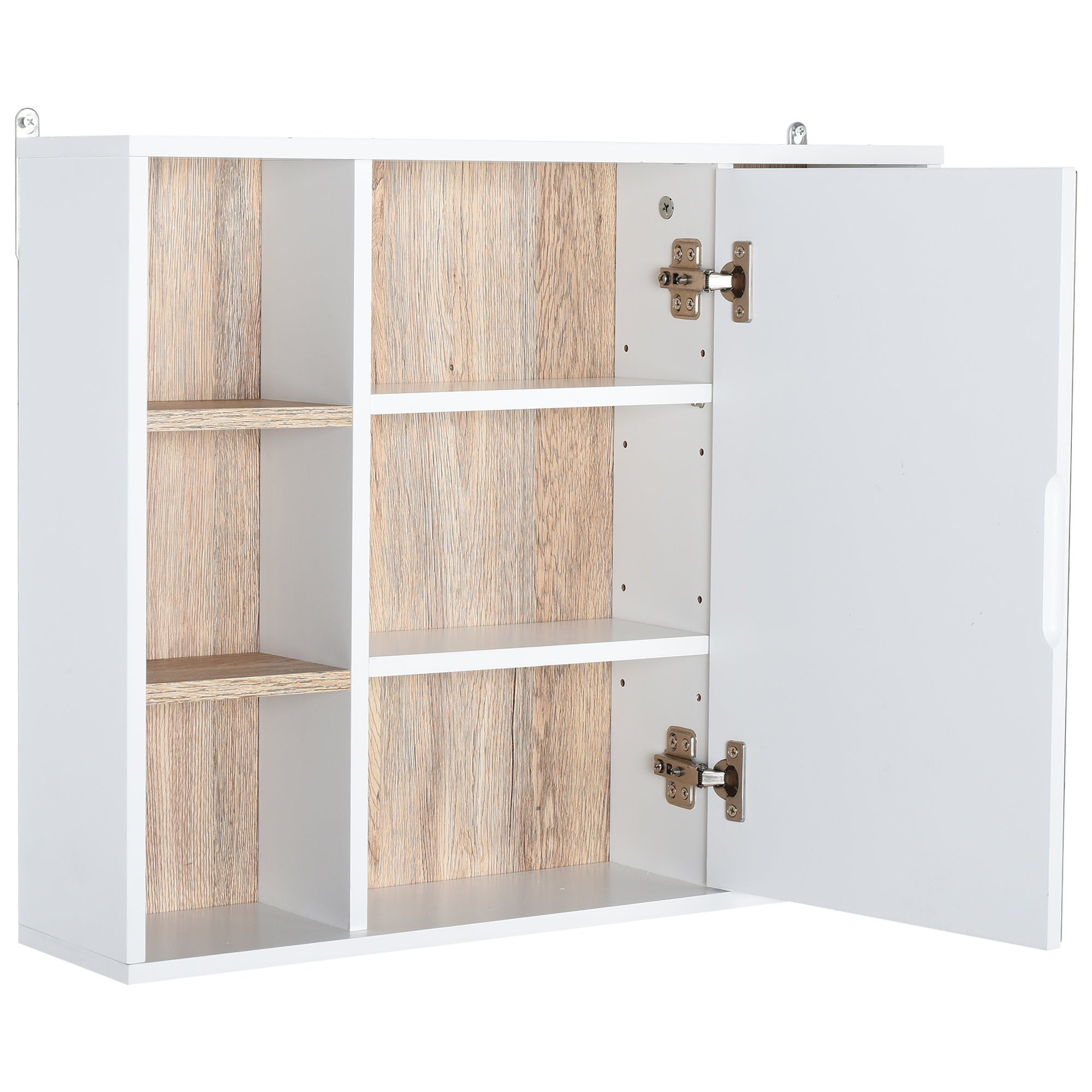 HOMCOM Bathroom Mirror Cabinet, Wall Mounted Storage Cabinet with Open Cupboard and Adjustable Shelf, White