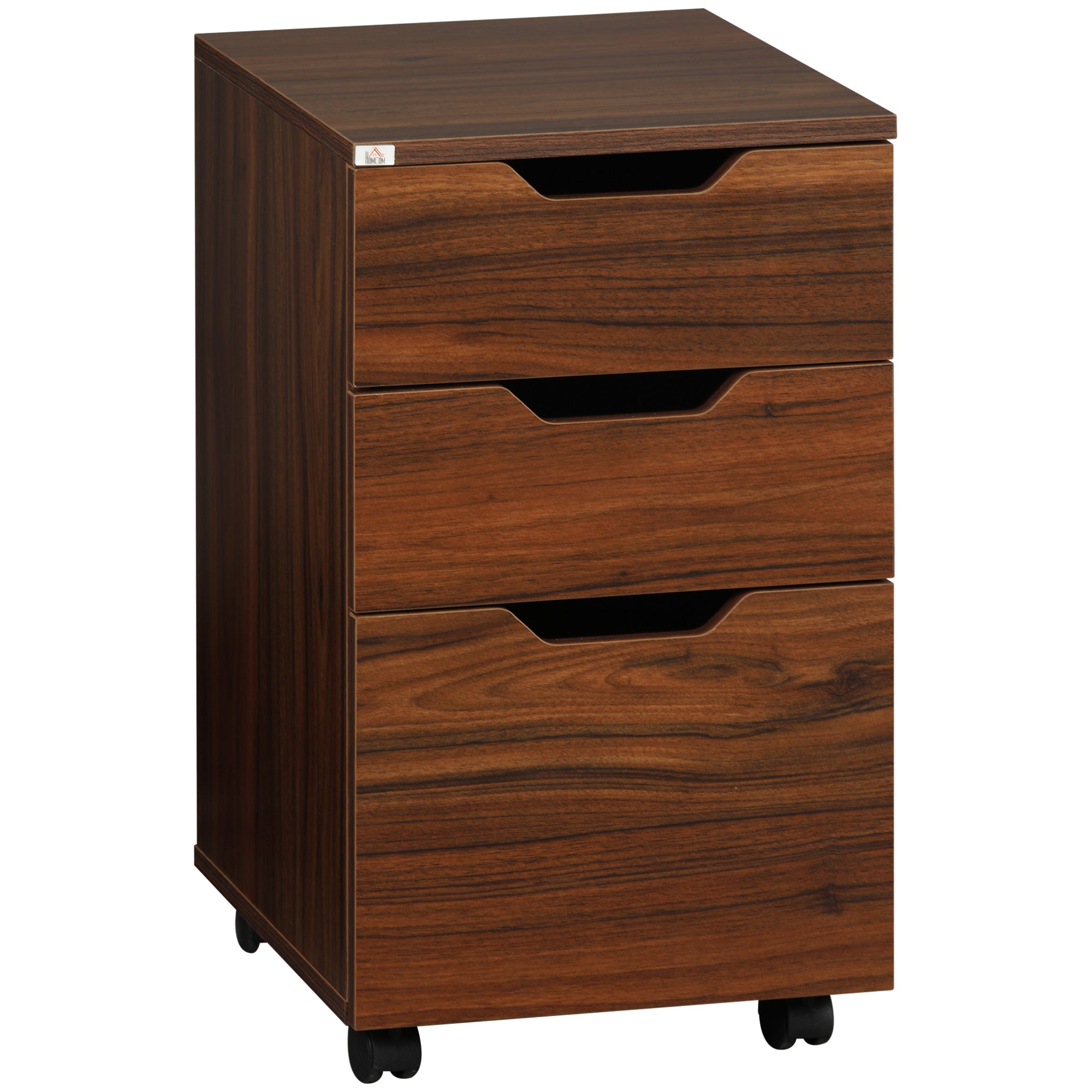 3 Drawer Mobile File Cabinet Rolling Printer Stand Vertical Filing Cabinet Brown Wood Grain