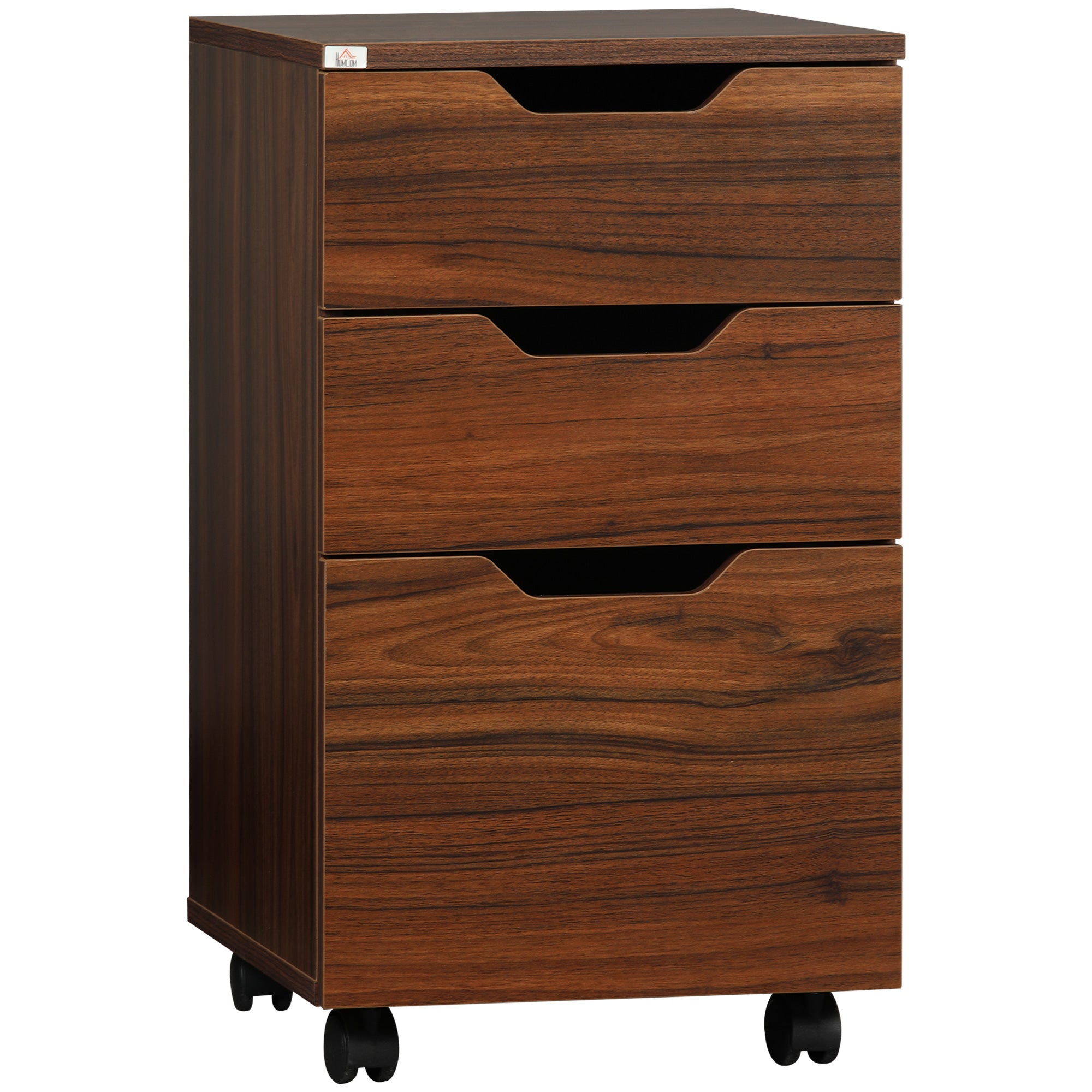 3 Drawer Mobile File Cabinet Rolling Printer Stand Vertical Filing Cabinet Brown Wood Grain