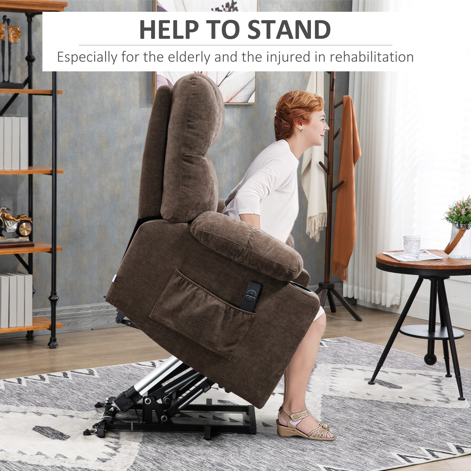 Lift Chair Recliners for Elderly with Footrest, Coffee