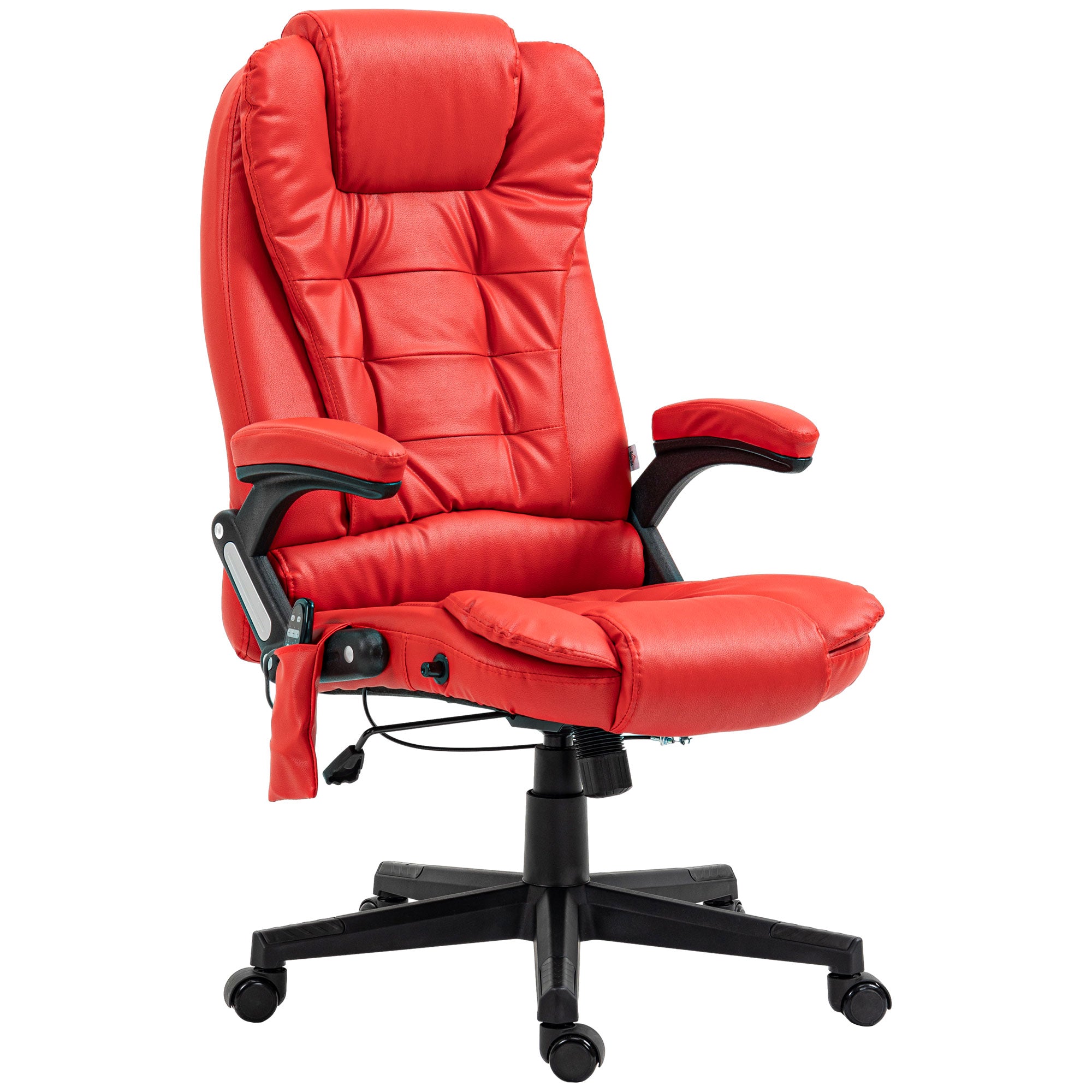 Massage Office Chair, Heated Reclining Computer Chair with 6 Vibration Points, Armrest and Remote, Red