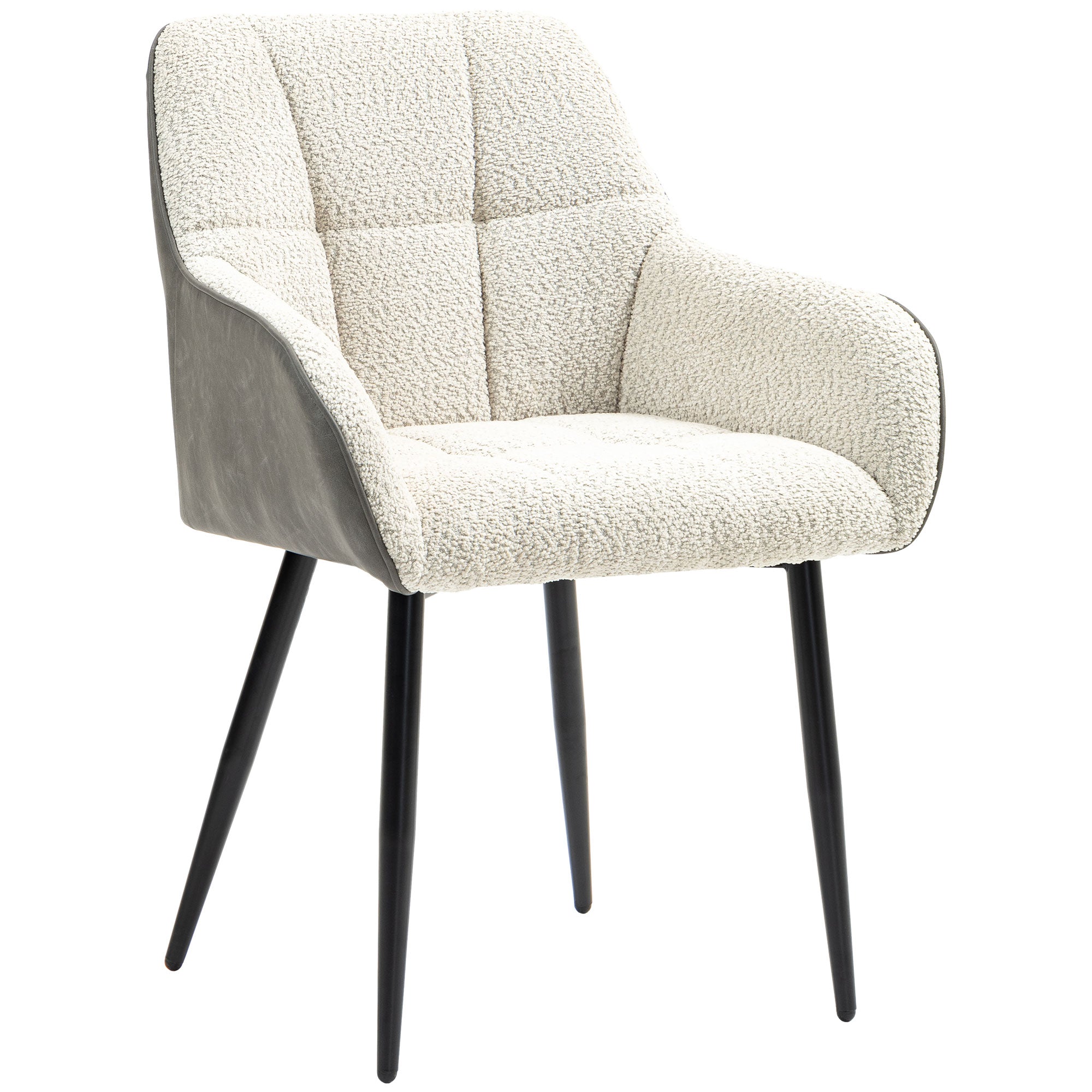 HOMCOM Accent Chair with Foot Pads, Upholstered Armchair with Chenille Fabric Front and PU Back, Occasional Chair for Living Room Bedroom, Cream White