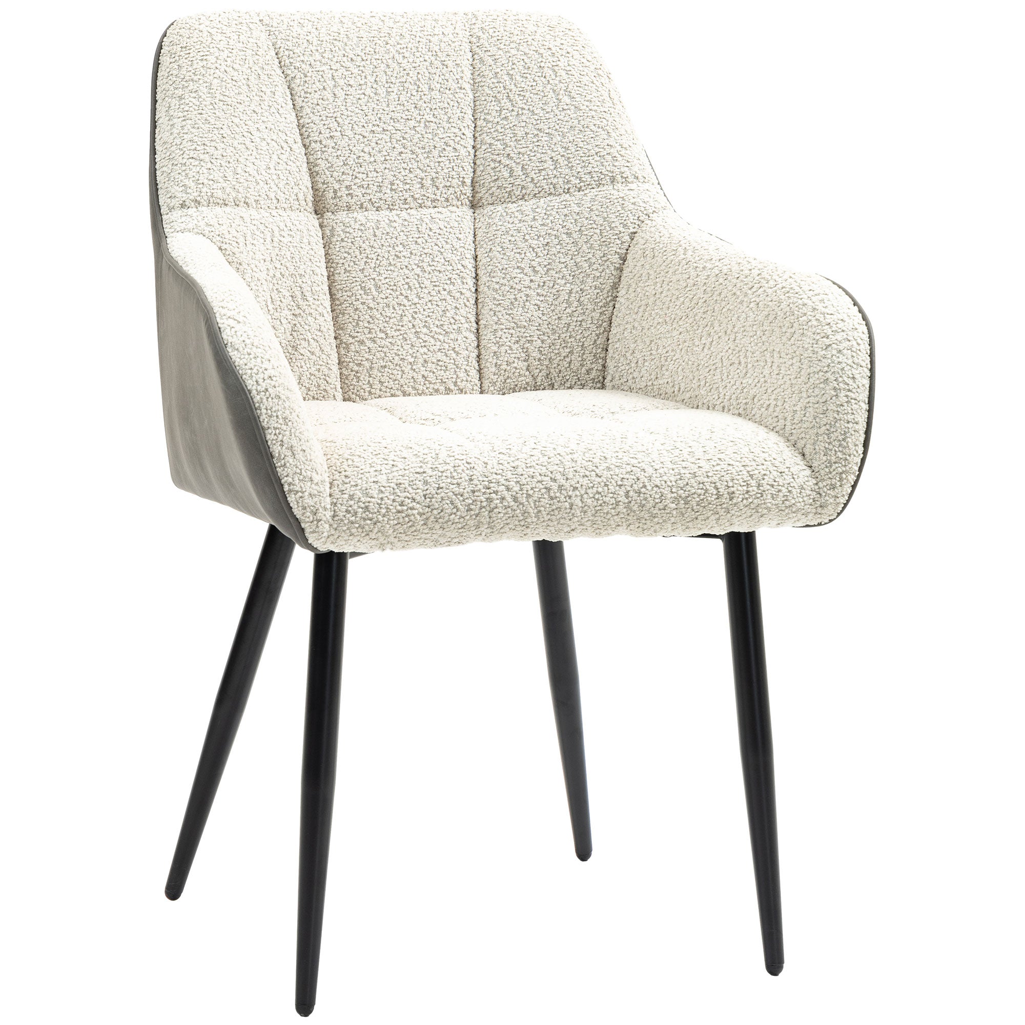 HOMCOM Accent Chair with Foot Pads, Upholstered Armchair with Chenille Fabric Front and PU Back, Occasional Chair for Living Room Bedroom, Cream White