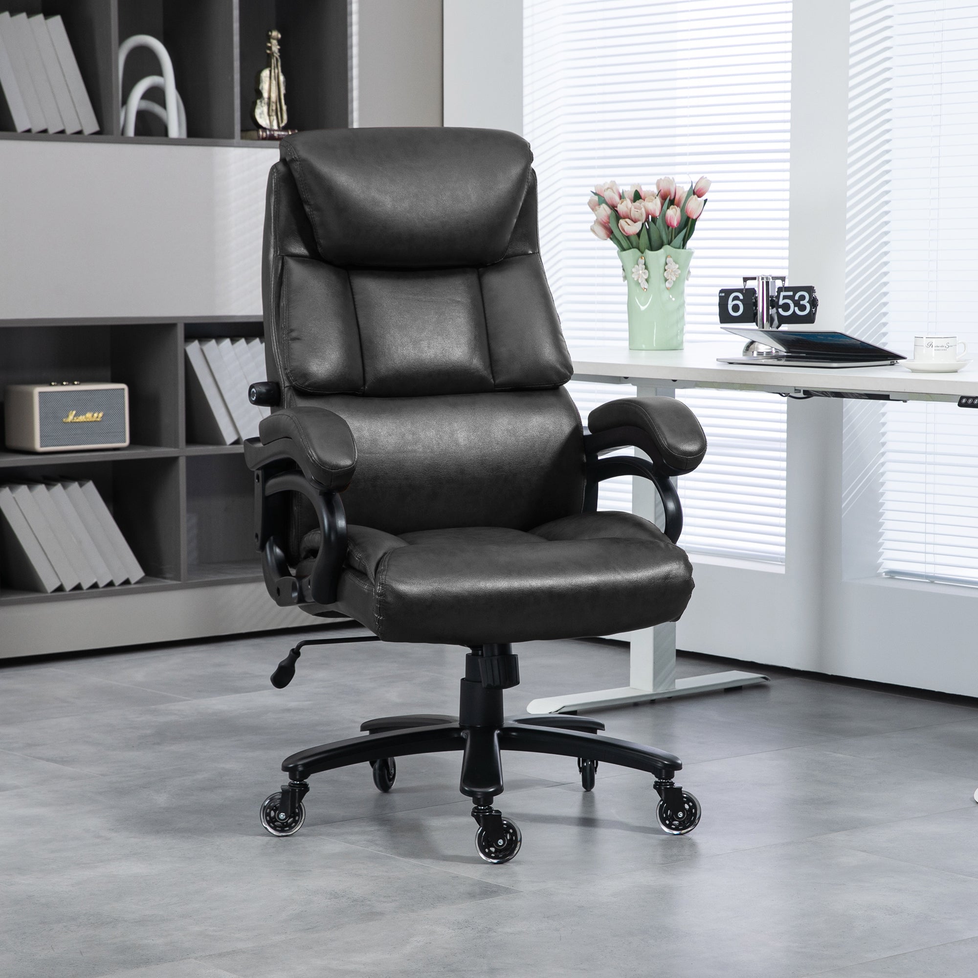 Big and Tall Office Chair, 400 lbs, Executive Computer Chair with PU Leather, Adjustable Height, Black