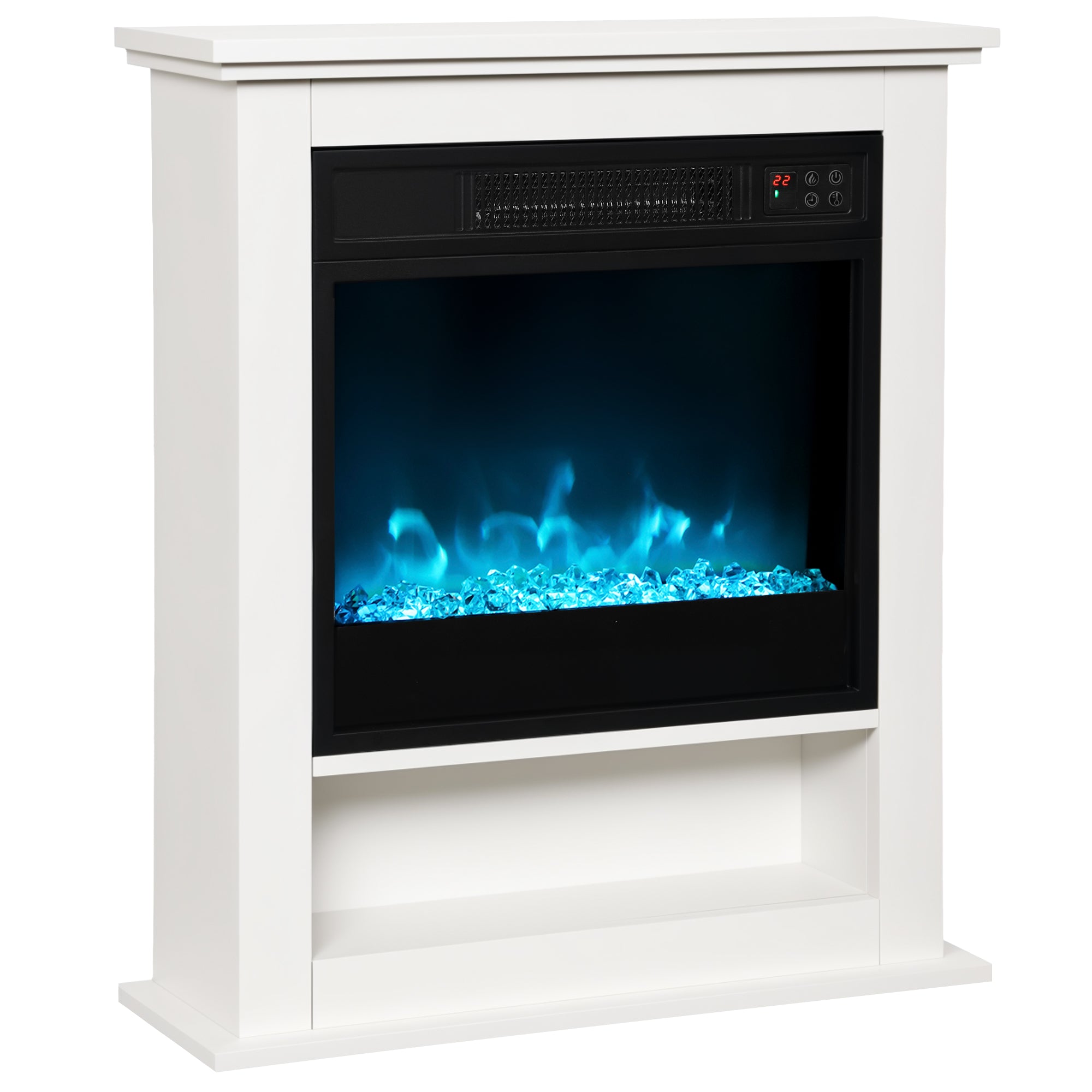 Electric Fireplace with 9 Colours Realistic Flame Effect & 5 Brightness Levels, 1800W Freestanding White Electric Fire and Mantel Reach up to 30㎡ Space with Remote & Timer for Living Room