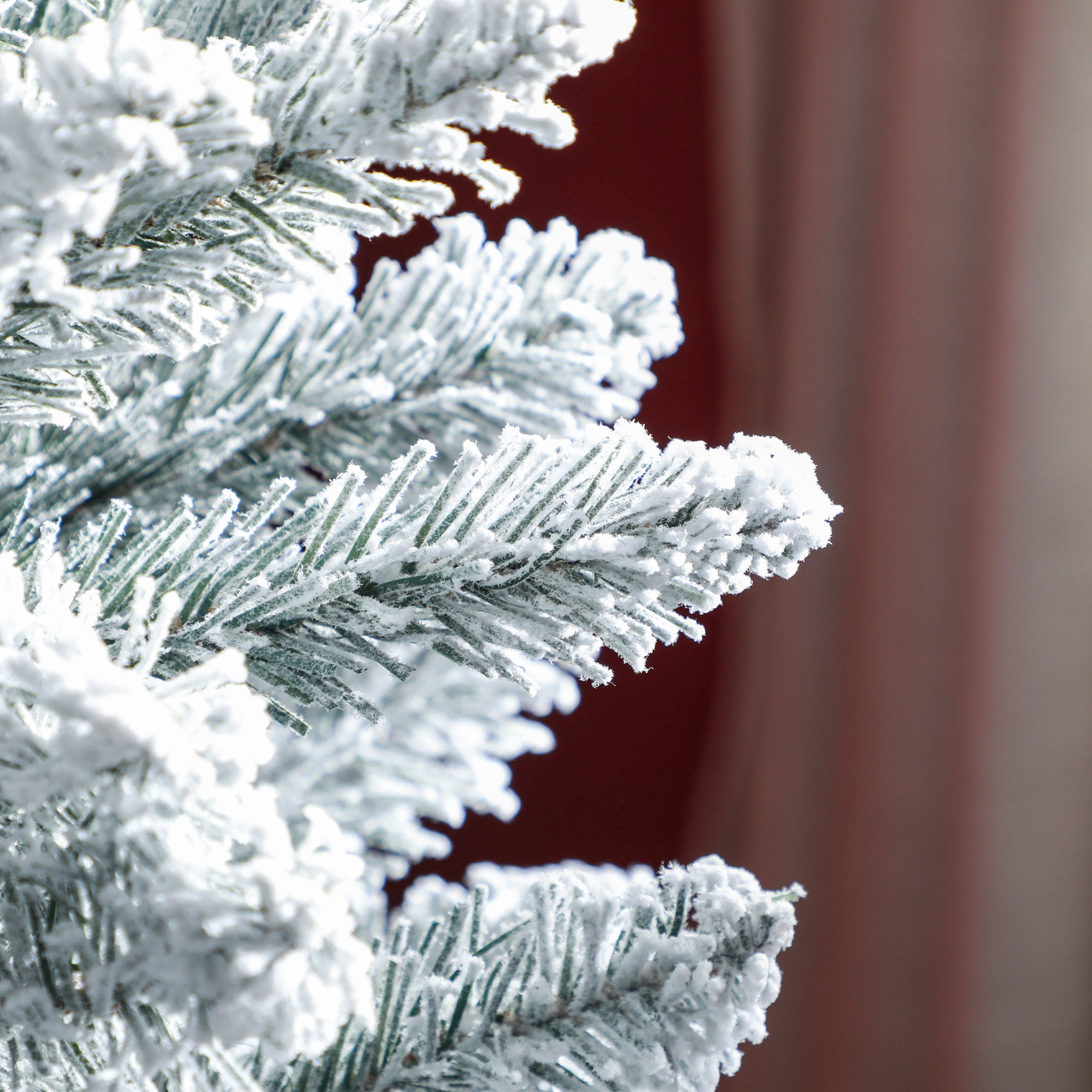 6ft Artificial Pencil Christmas Tree with 329 Snow Flocked Branches, Metal Base, Realistic Xmas Tree, White