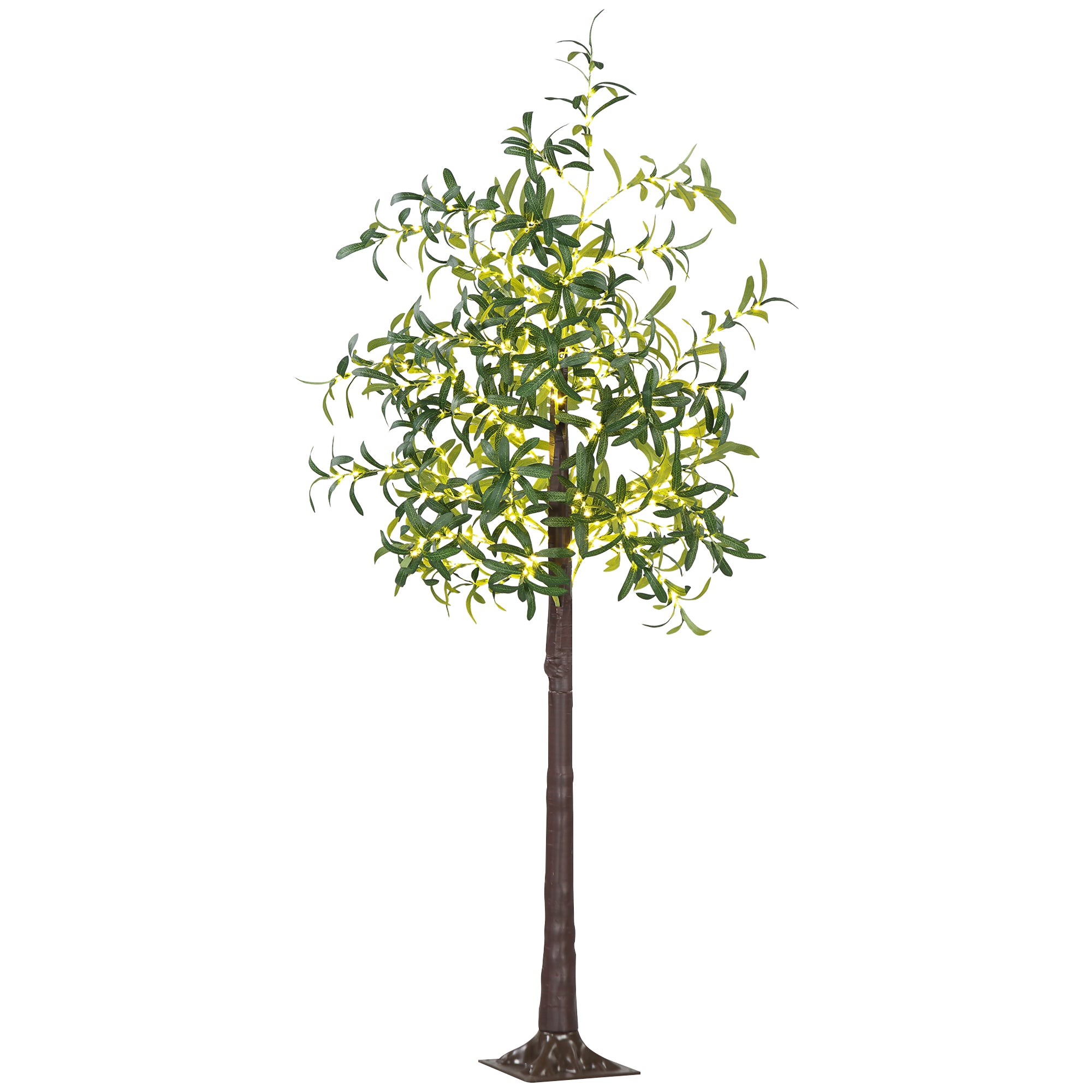 HOMCOM 6ft Lighted Olive Tree with 300 Warm White LED Lights, Artificial Olive Tree with Lights for Indoor, Party, Wedding, Christmas, Home Decoration, Green