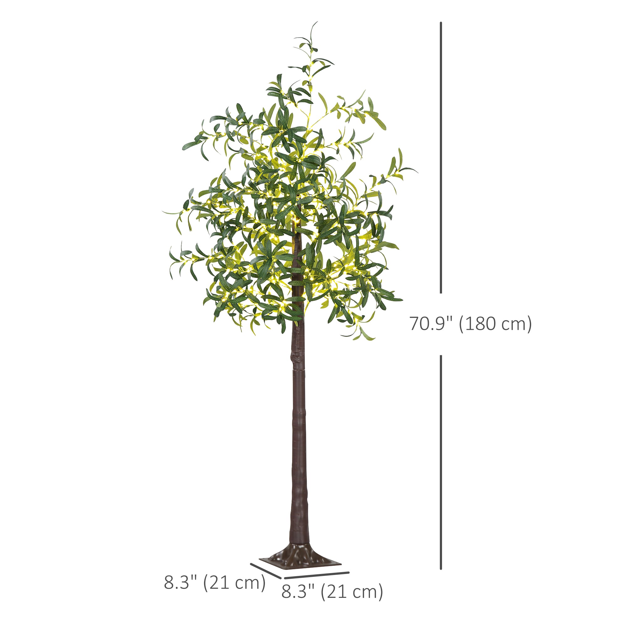 HOMCOM 6ft Lighted Olive Tree with 300 Warm White LED Lights, Artificial Olive Tree with Lights for Indoor, Party, Wedding, Christmas, Home Decoration, Green