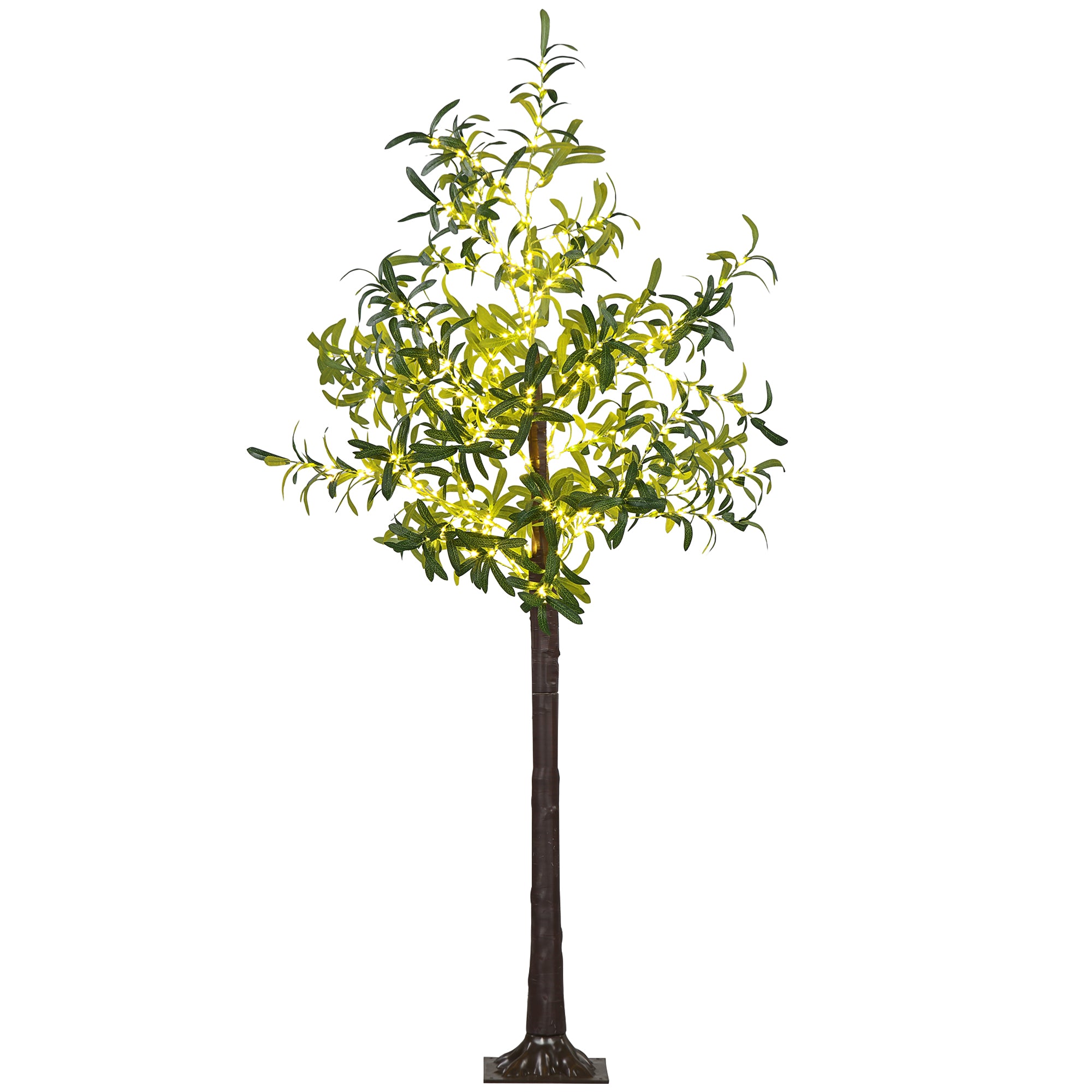 HOMCOM 6ft Lighted Olive Tree with 300 Warm White LED Lights, Artificial Olive Tree with Lights for Indoor, Party, Wedding, Christmas, Home Decoration, Green