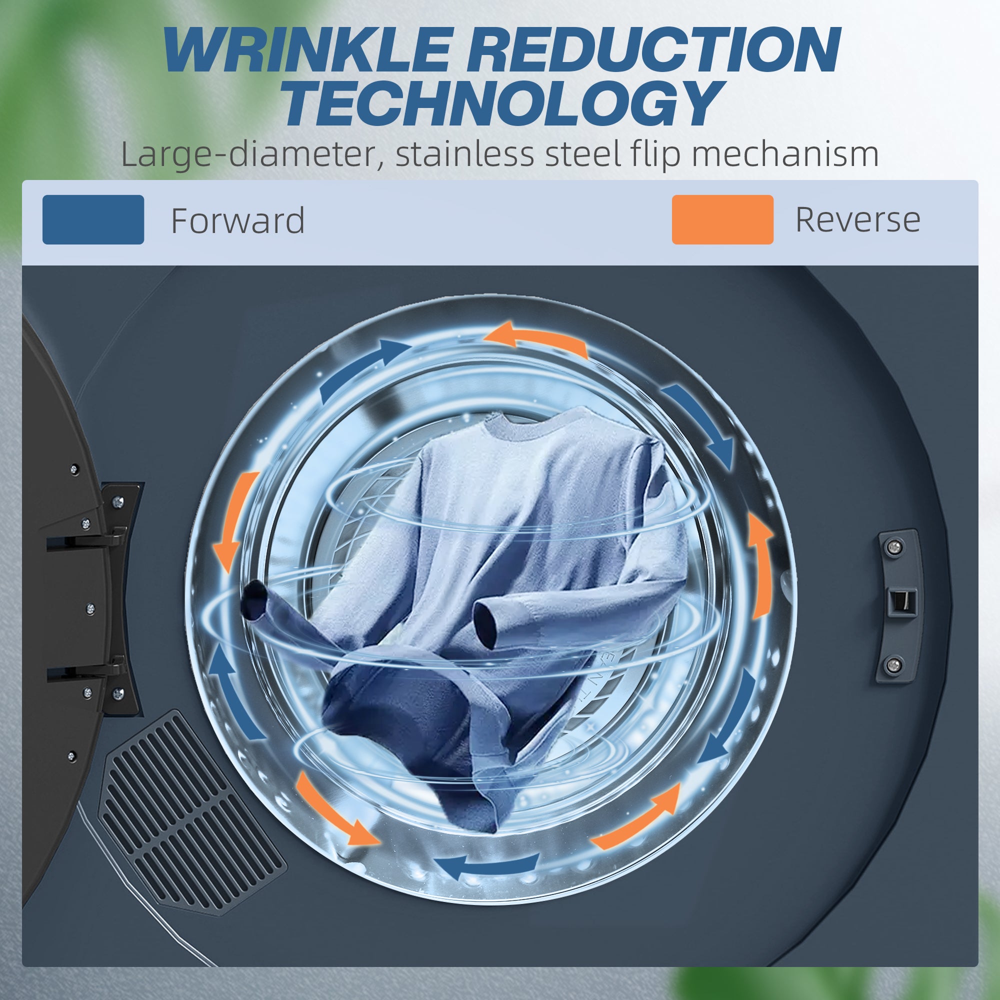 5kg Vented Tumble Dryer, 1000W Compact Freestanding Front Tumble Dryer with Stainless Steel Tub, Timer, 6 Heat Settings, Small Portable Clothes Drying Machine, Blue
