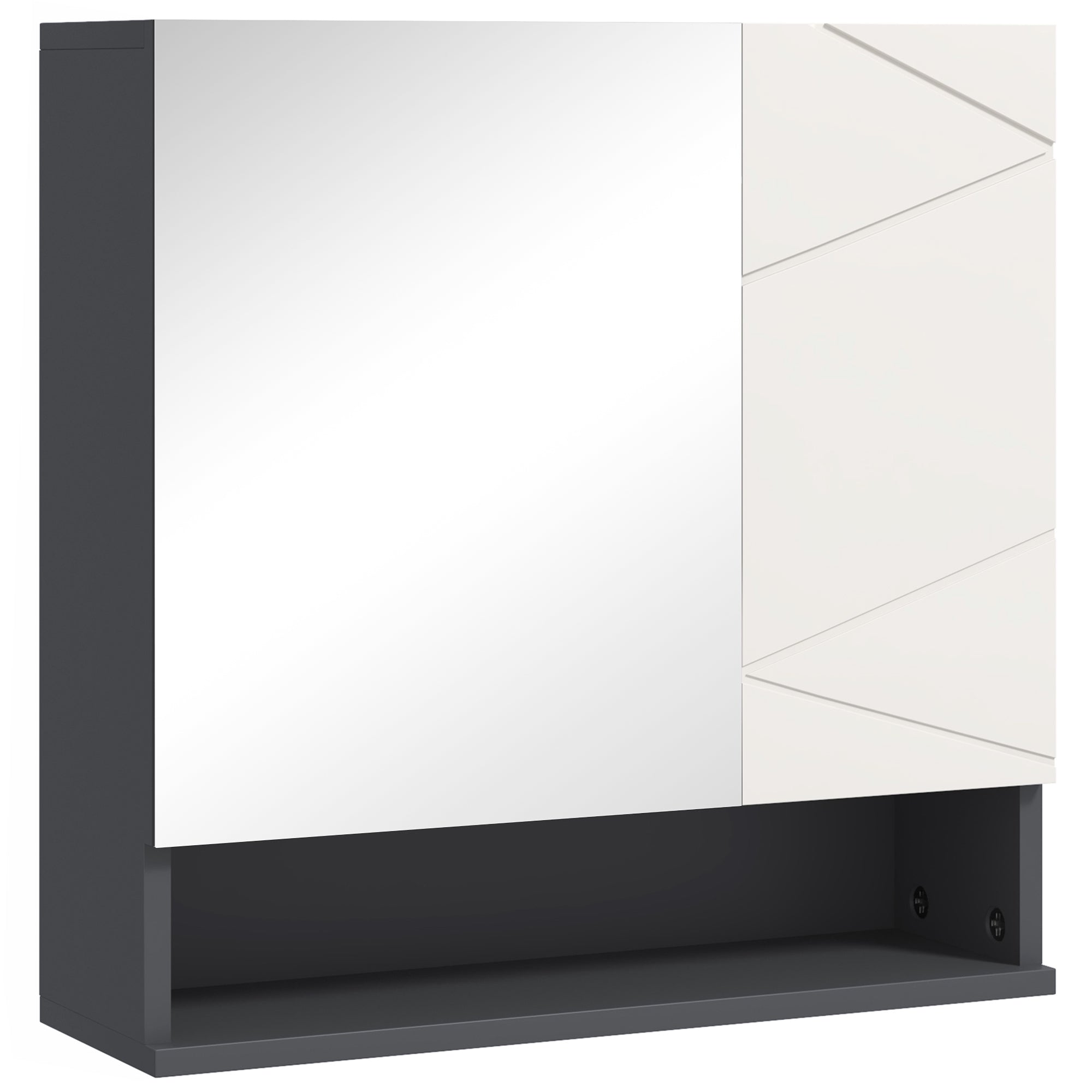 kleankin Medicine Cabinet, Wall Mounted Bathroom Mirror Cabinet with Mirrored Door, Adjustable Shelf and Soft Close Mechanism, Light Grey