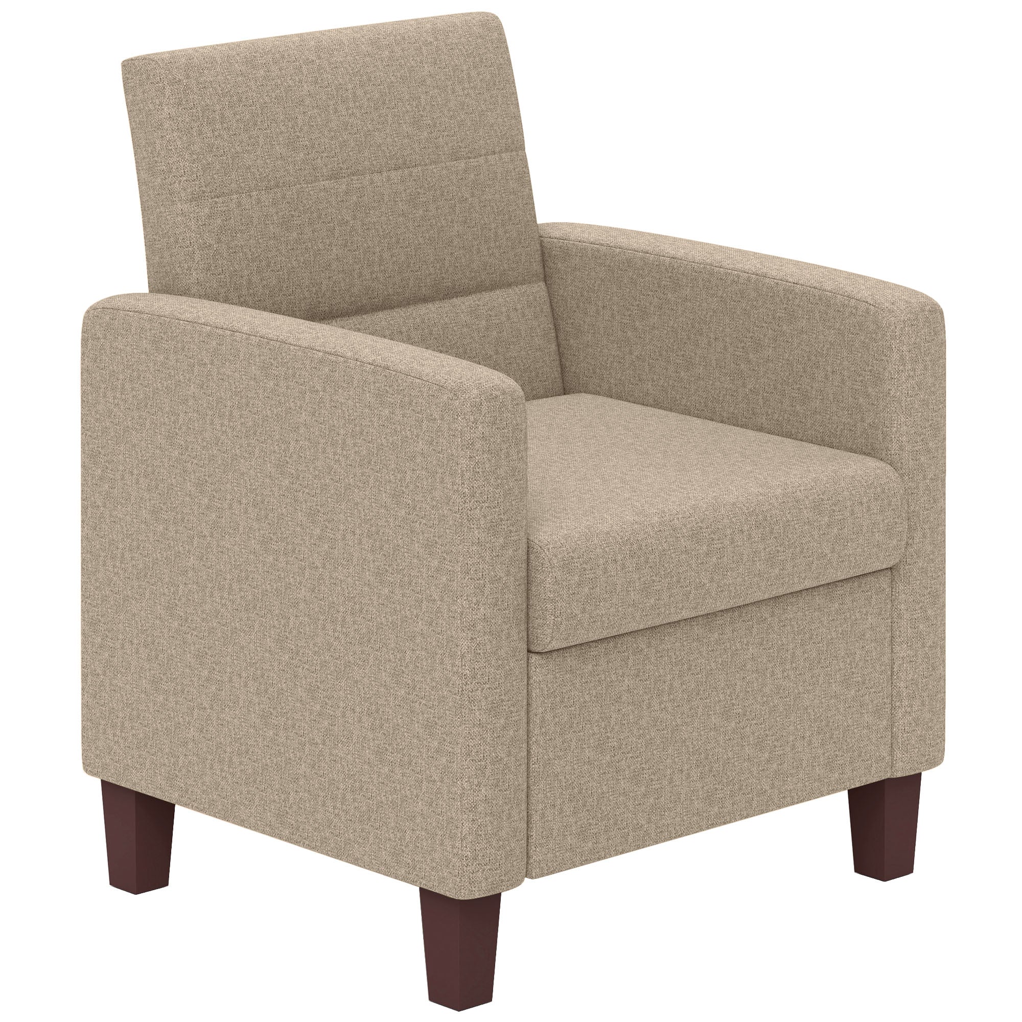 HOMCOM Modern Armchair, Fabric Accent Chair with Seat Cushion and Non-Slip Pads for Living Room, Bedroom, Light Brown