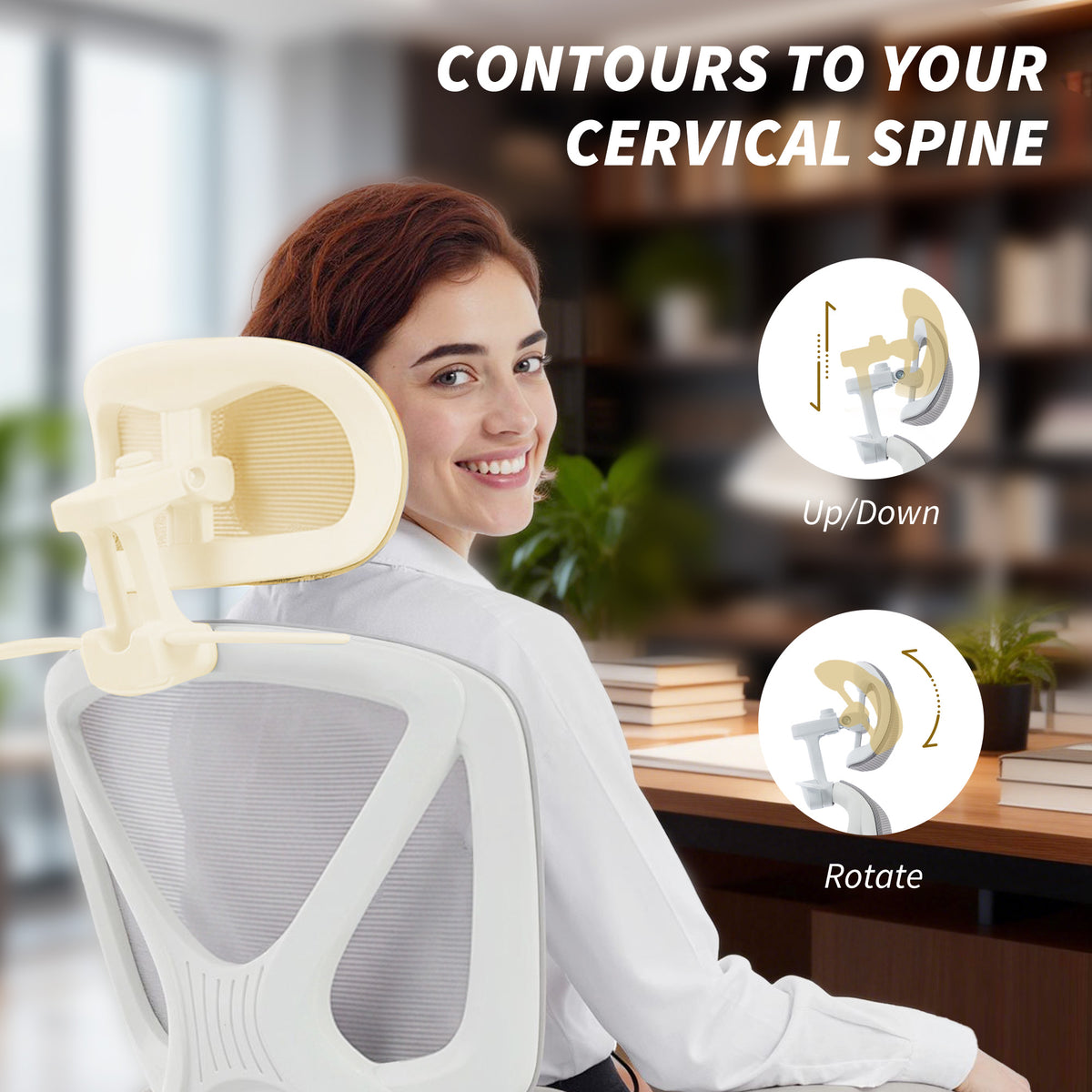 Ergonomic Office Chair, Mesh Computer Desk Chair with Adjustable Headrest and Height, Lumbar Support, High Back, Reclining Function, Footrest, Light Grey