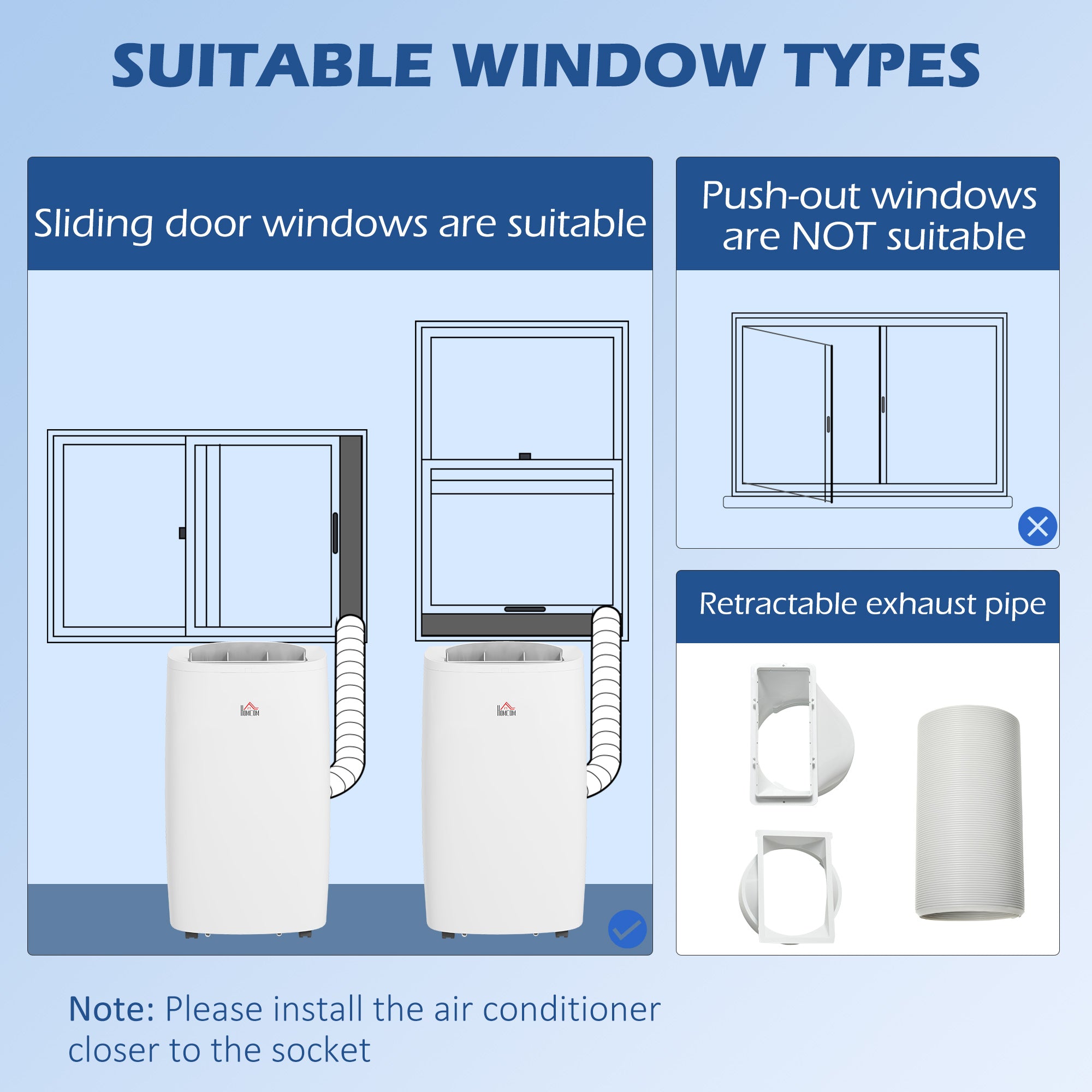HOMCOM 14000 BTU Portable Air Conditioner, 4 in 1 Dehumidifier Cooling Fan, with Sleep Mode, Remote, LED Display, 24H Timer, Wheels, 40m², Window Venting Kit, A Energy Efficiency, White