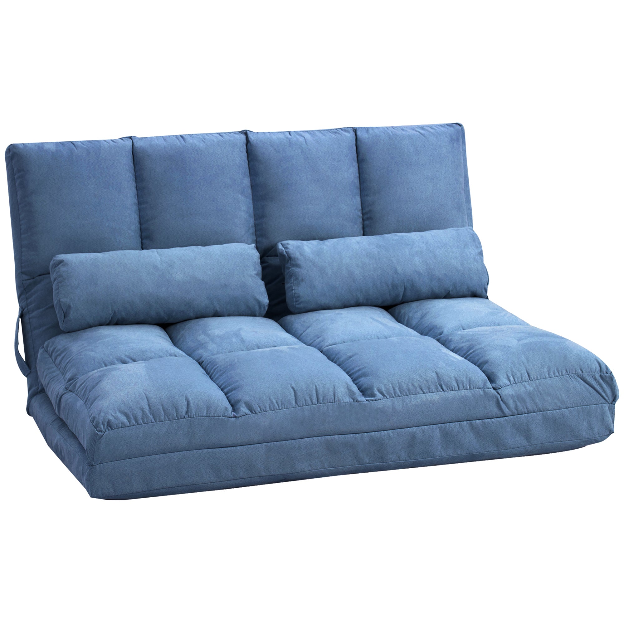 Convertible Recliner Sofa, Folding Floor Sofa Chair with Adjustable Backrest and Headrest, Blue