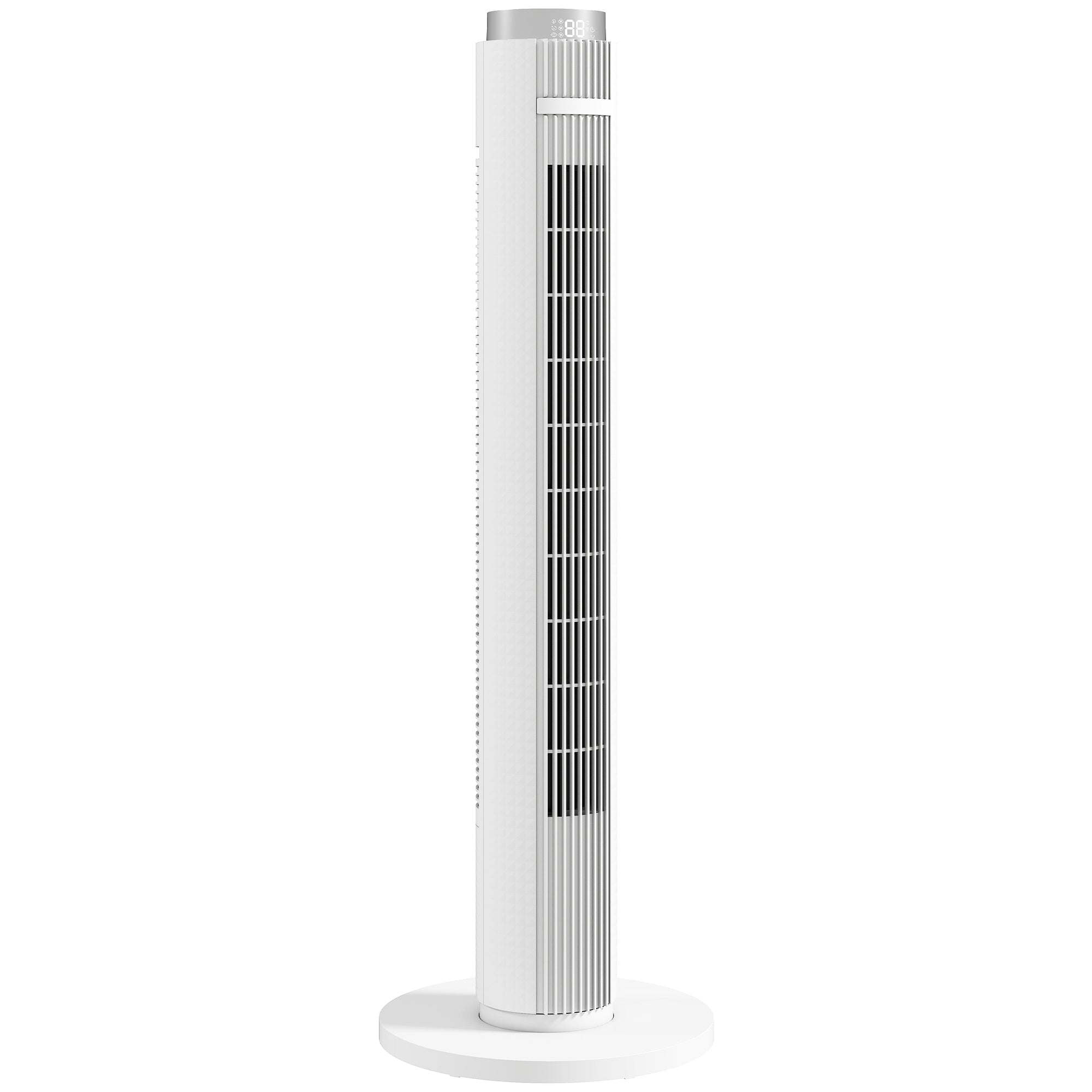 96 cm Tower Fan, Standing Floor Fan with Remote Control, WiFi App Control, 65° Oscillating, 3 Speed 4 Modes, 12 Hour Timer and Night Light for Bedroom Office, White