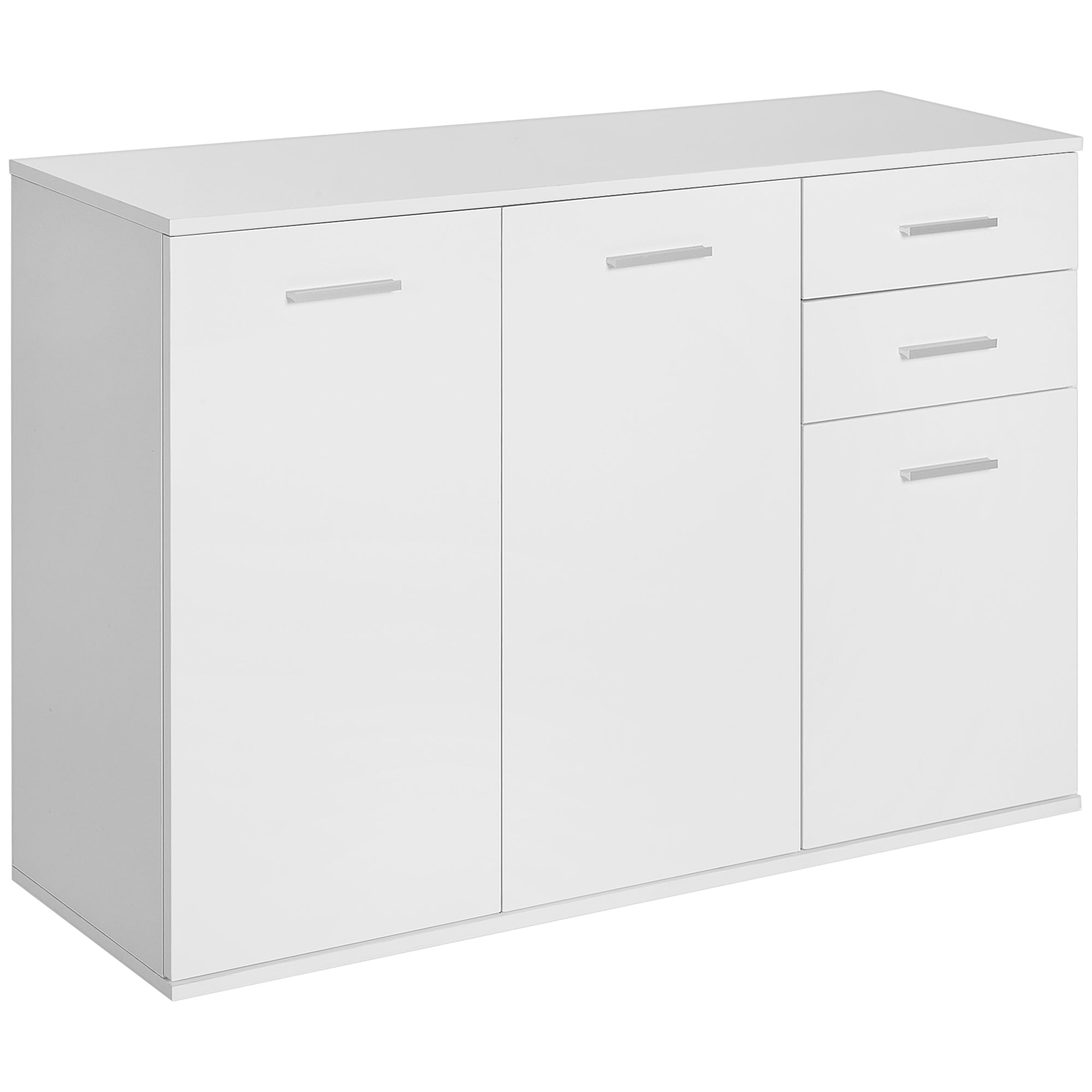 HOMCOM Free Standing Storage Cabinet Console Sideboard Table Entryway Kitchen Organizer Living Room Storage Unit with Drawers White