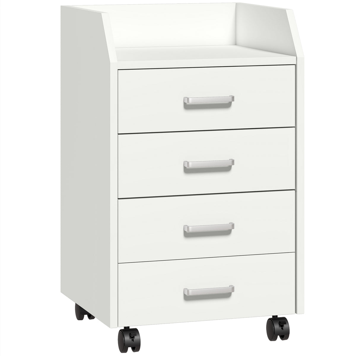 4-Drawer File Cabinet with Lockable Wheels, Vertical Mobile Filing Cabinet, Rolling Printer Stand with Tabletop for Home Office, White