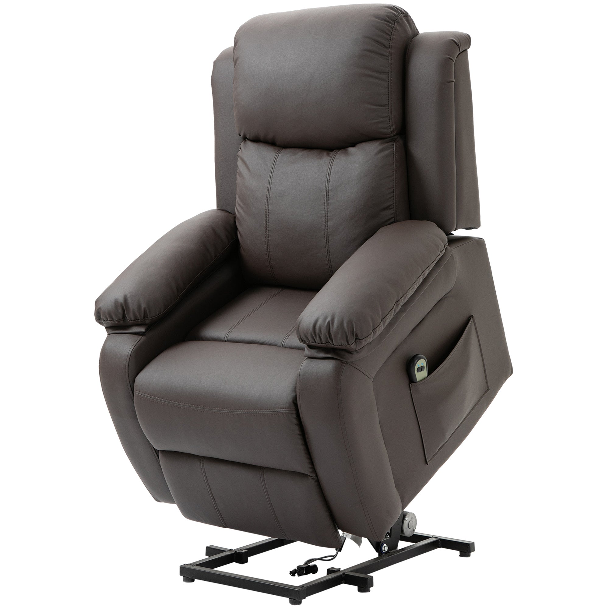 Living Room Power Lift Chair PU Leather Electric Recliner Sofa for Elderly with Remote Brown