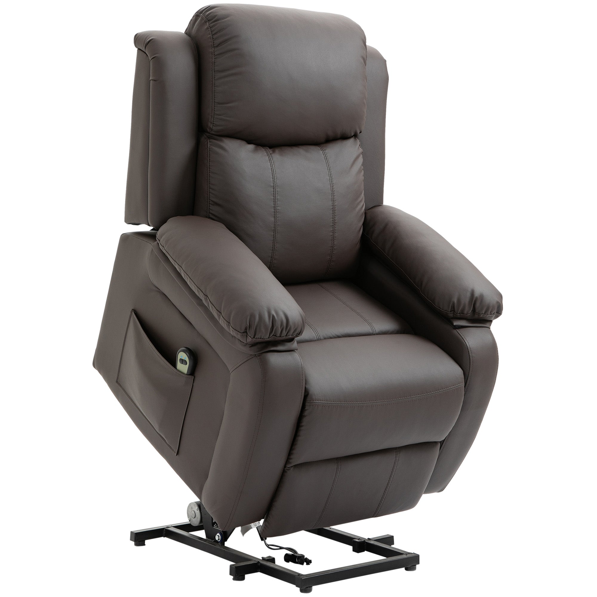 Living Room Power Lift Chair PU Leather Electric Recliner Sofa for Elderly with Remote Brown