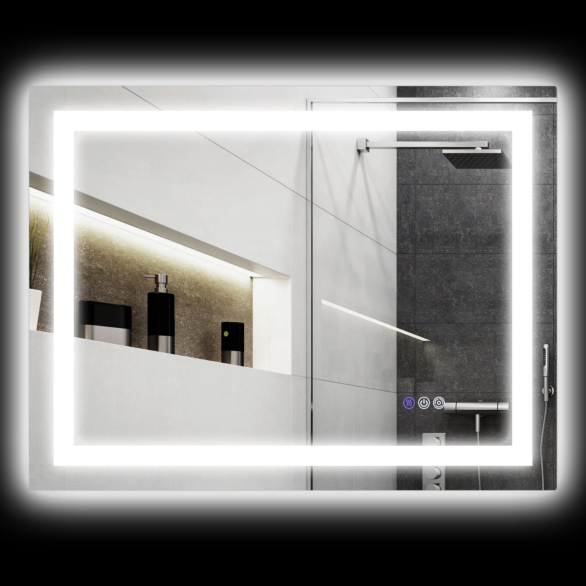 Dimmable Bathroom Mirror with Lights, 32" x 24" Backlit/Front Lit LED Mirror, Anti-Fog, Memory, Infinite Color Temp