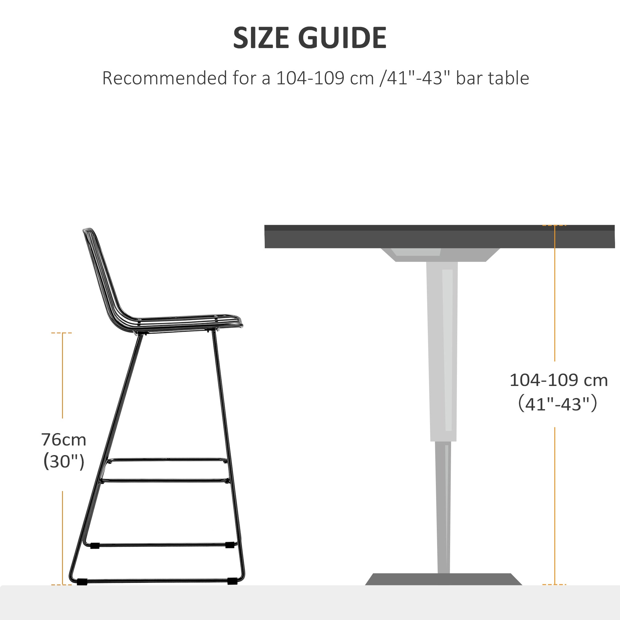 Modern Metal Wire Bar Stools 30" Seat Height Bar Chairs with Back and Footrest Set of 2 Black