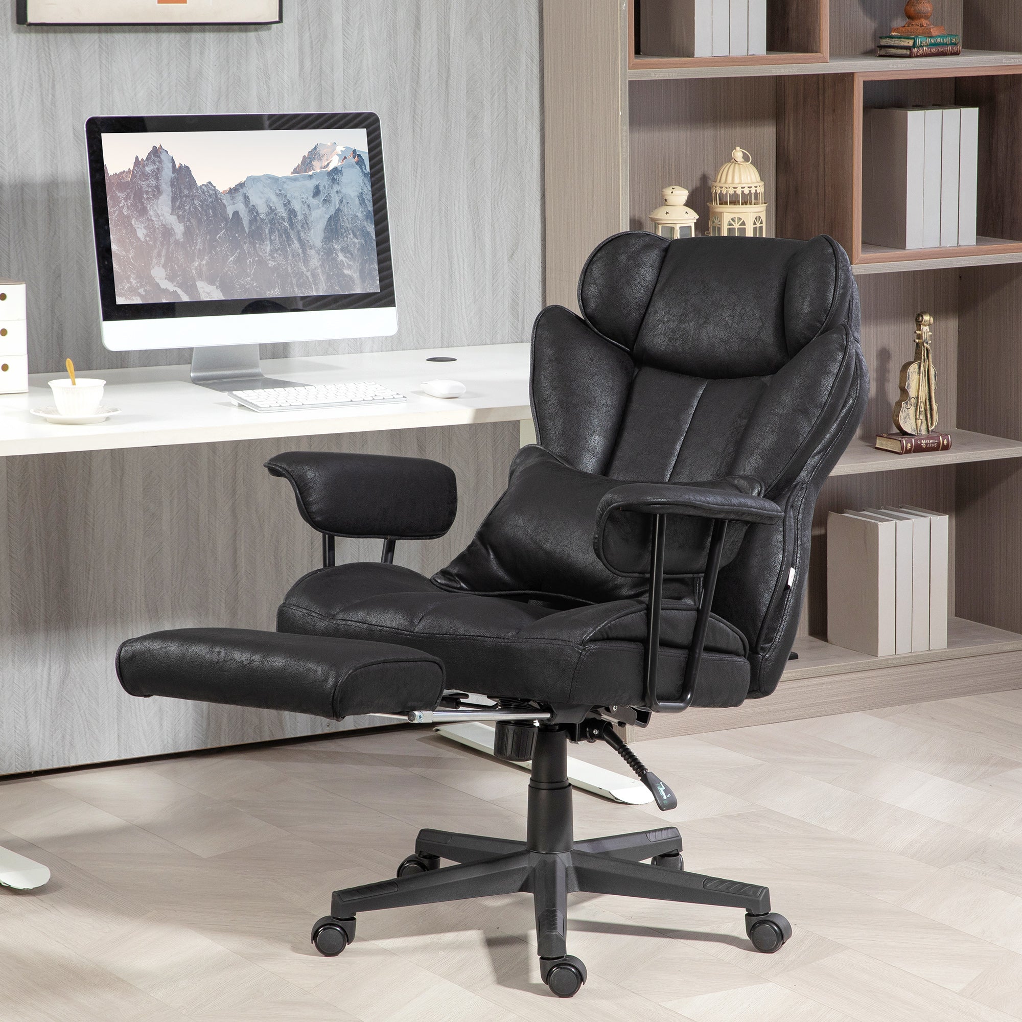 396lbs Big and Tall Office Chair Executive Chair with Footrest Lumbar Support & Reclining Black