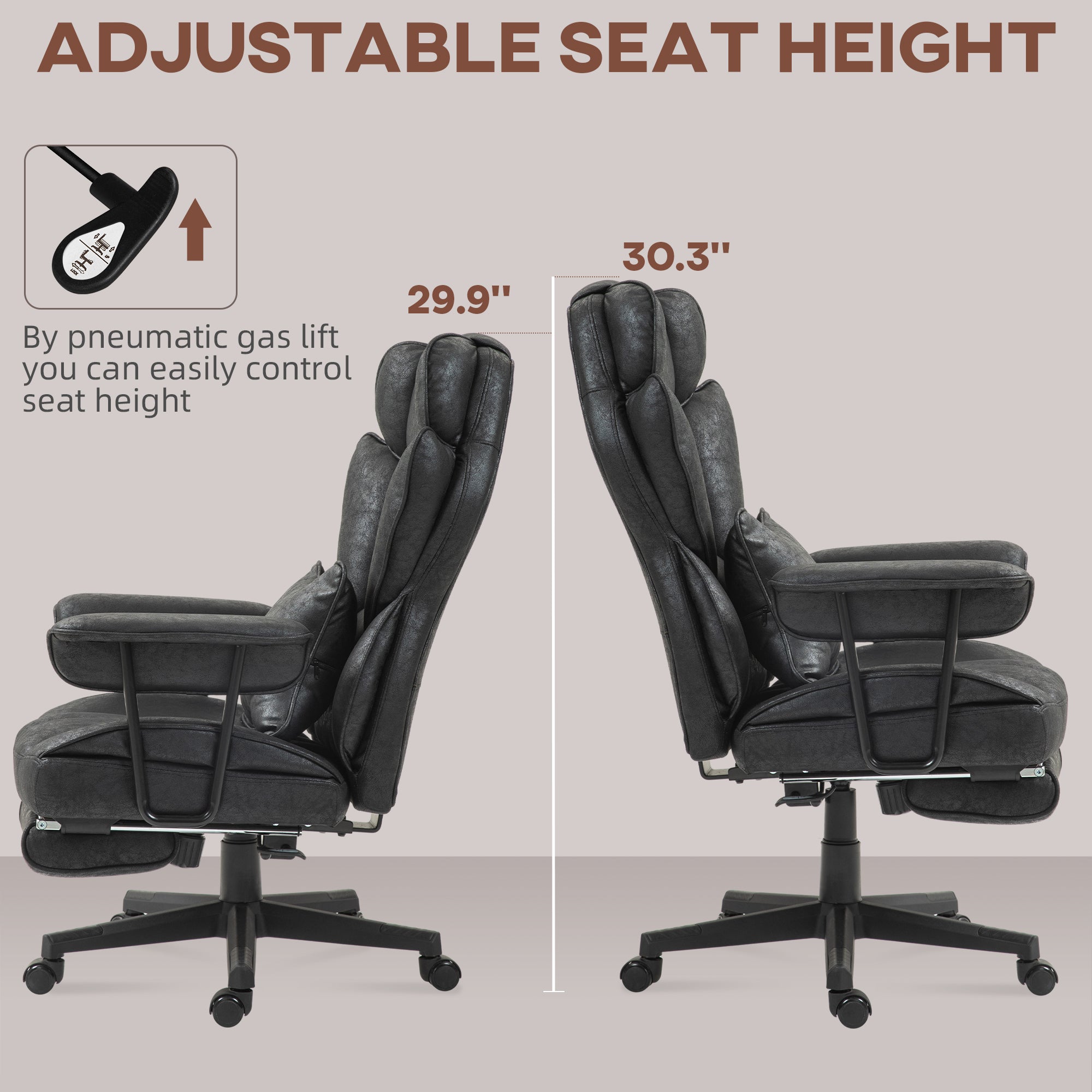 396lbs Big and Tall Office Chair Executive Chair with Footrest Lumbar Support & Reclining Black