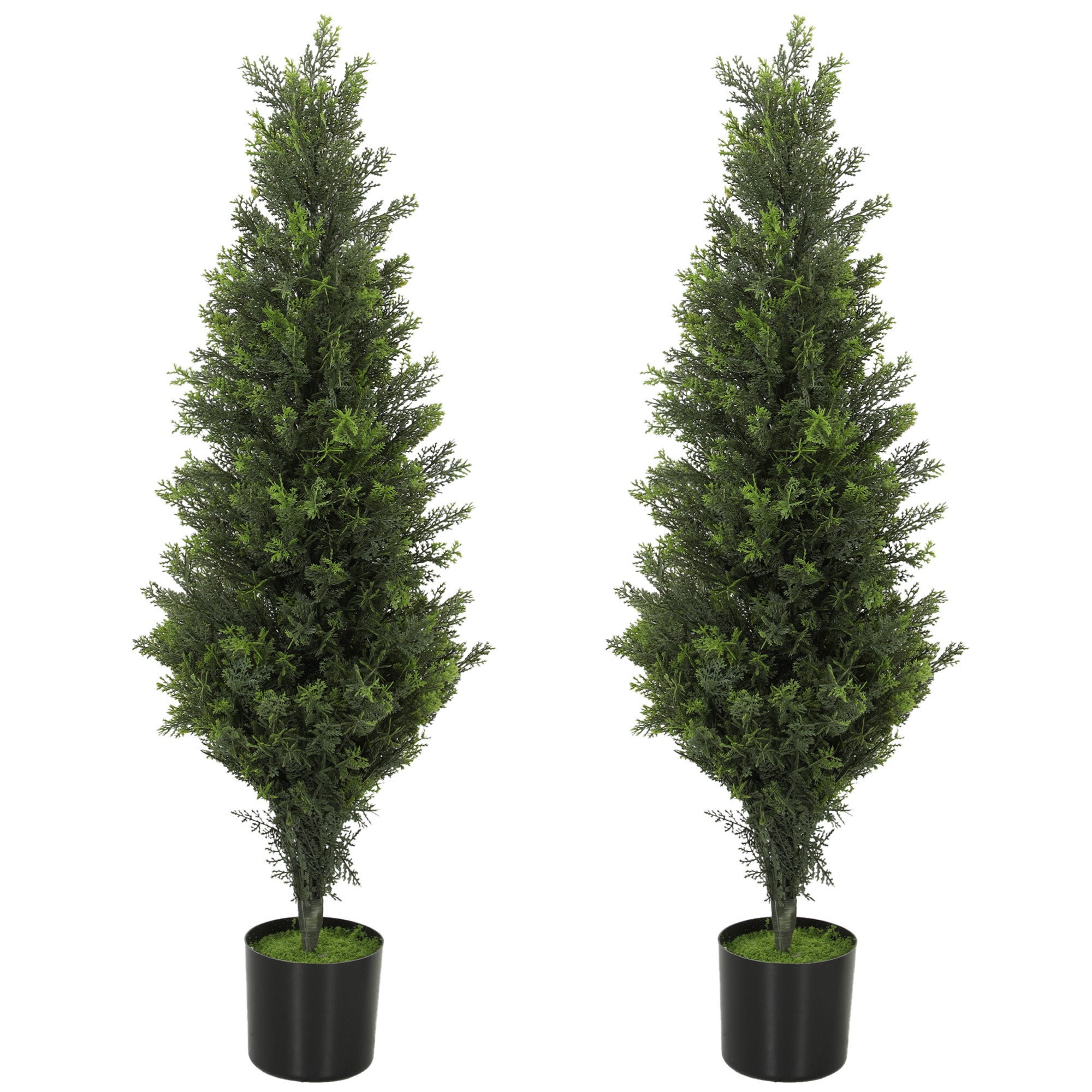 Set of 2 Decorative Artificial Plants Cypress in Weighted Pot, 90cm Tall Fake Plant with 564 Leaves for Home Indoor Outdoor Decor
