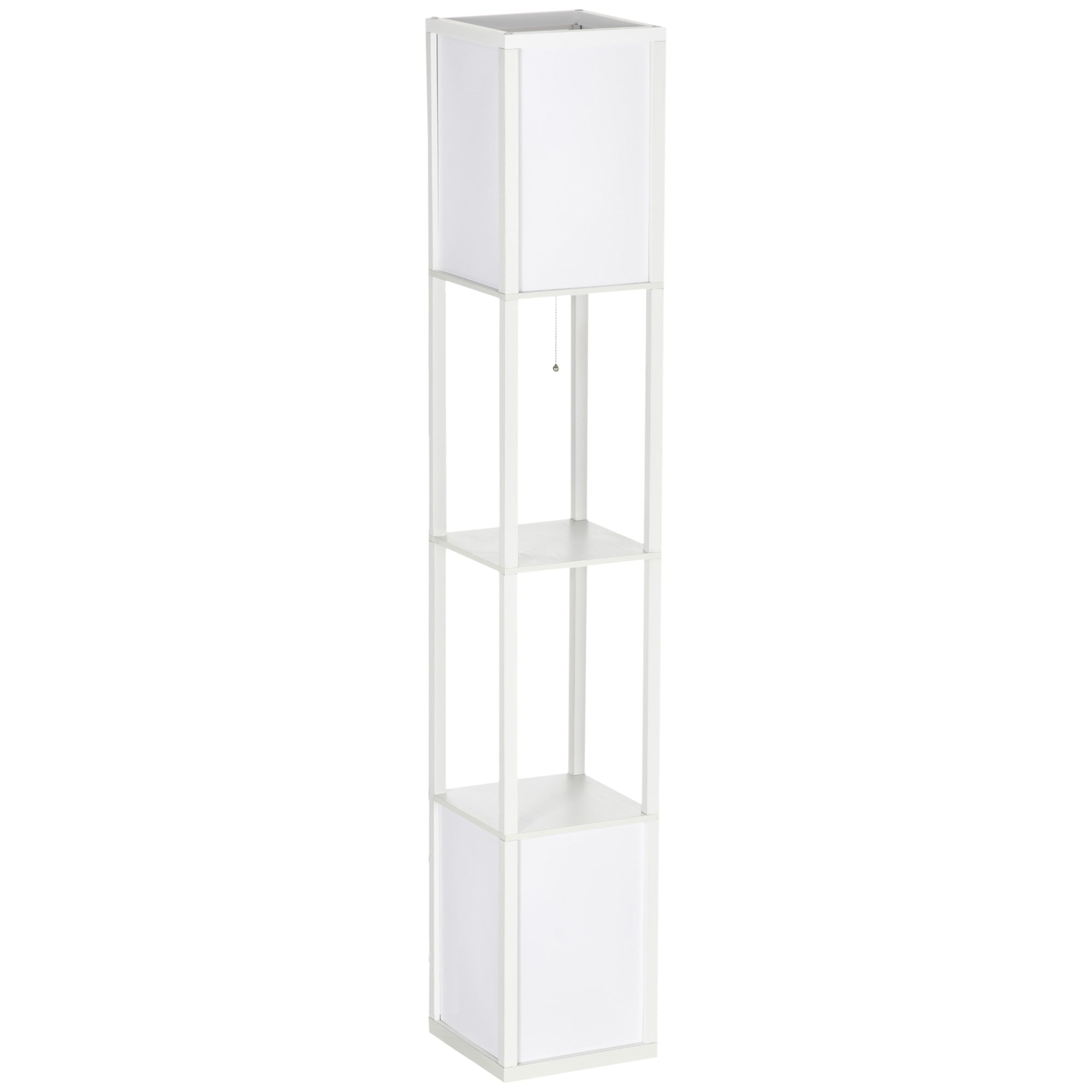 HOMCOM Floor Lamp with Shelves and Dual Light, Modern Corner Standing Lamp for Living Room, Bedroom, Bulb not Included, White