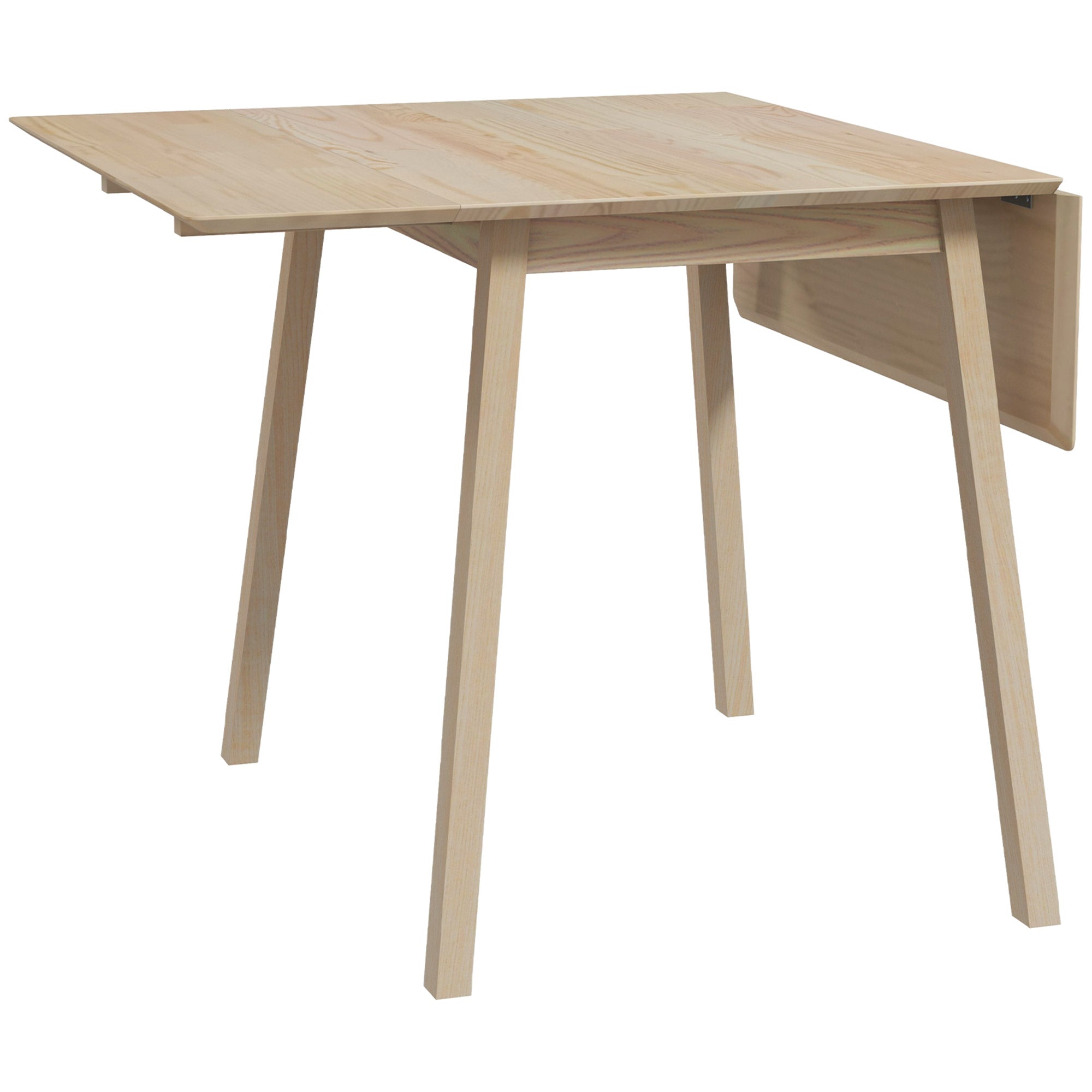 HOMCOM Folding Dining Table, Extendable Kitchen Table for Small Space, Wooden Drop Leaf Table for 2-4 People, Natural Wood Finish