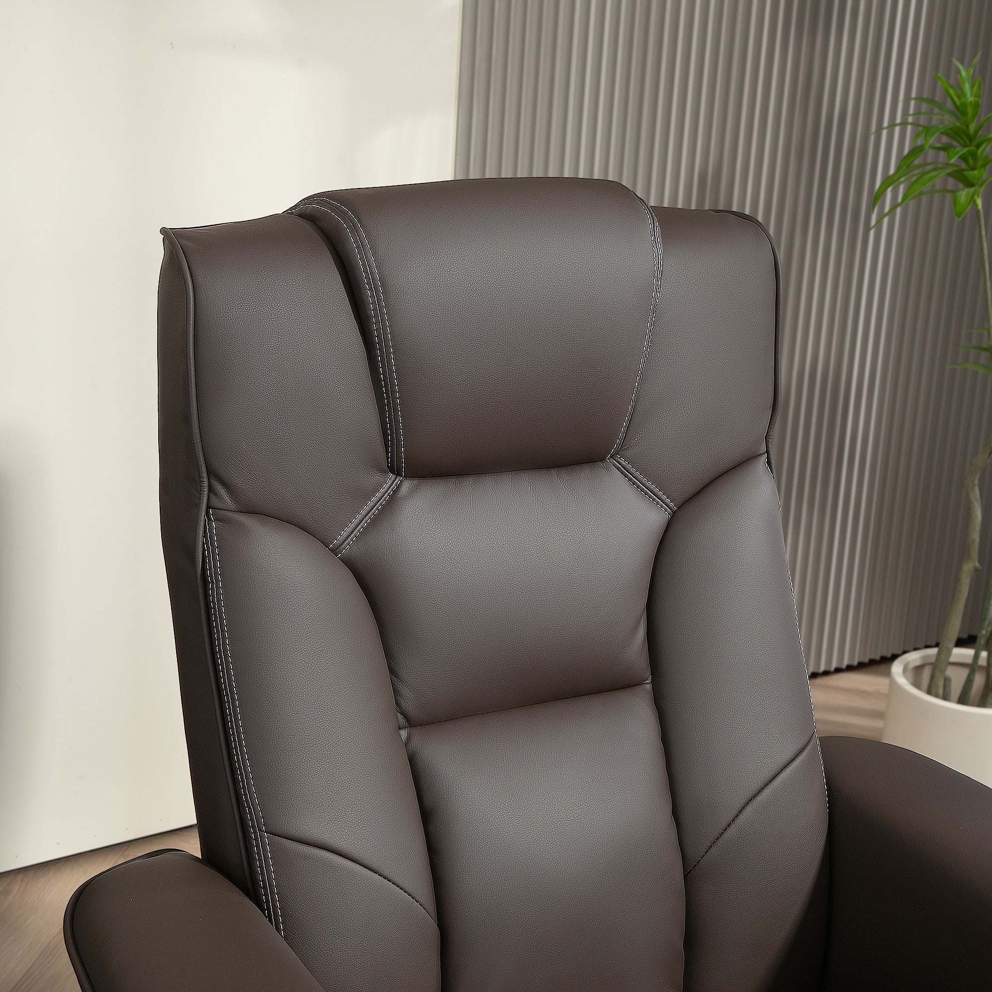 HOMCOM Recliner Chair with Footstool, PU Leather Upholstered Armchair with Adjustable Backrest, Leisure Lounge Chair for Living Room, Bedroom, Brown