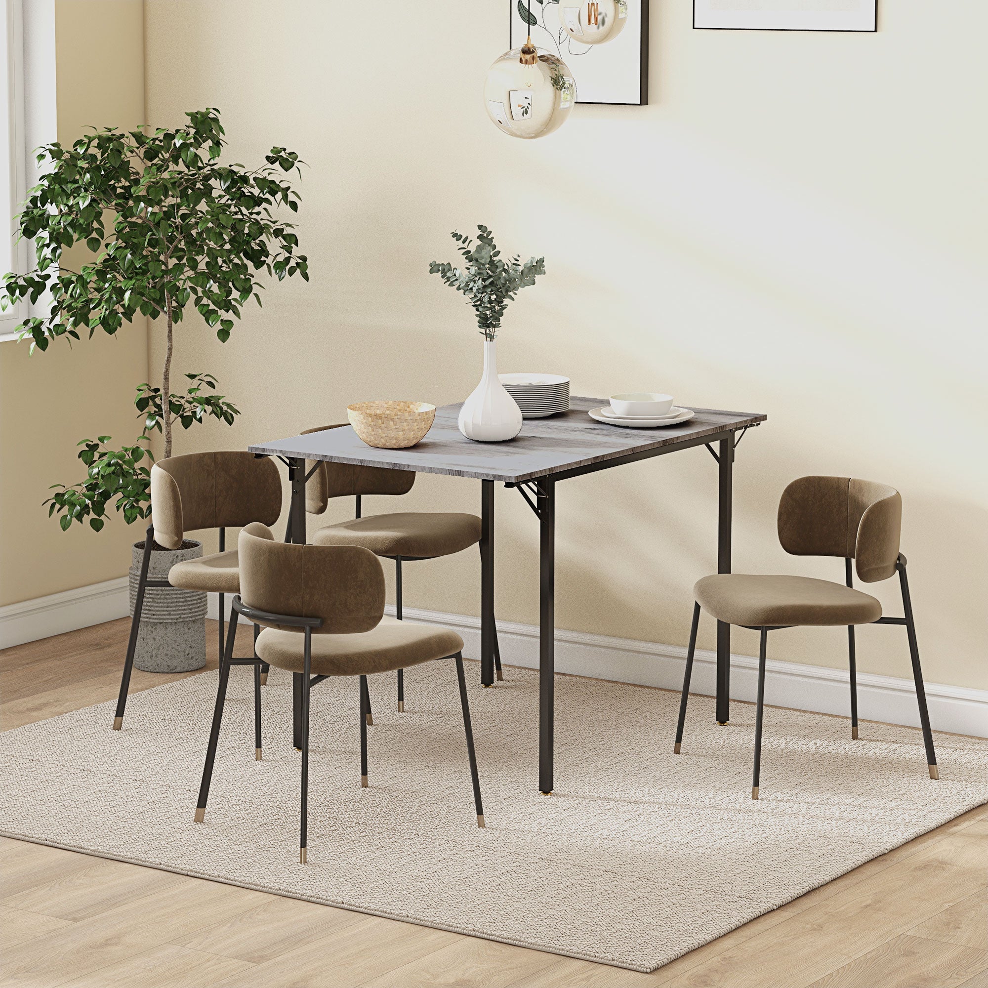 HOMCOM Folding Dining Table, Drop Leaf Table for Small Space, Extendable Kitchen Table for 2 to 4 People, Grey