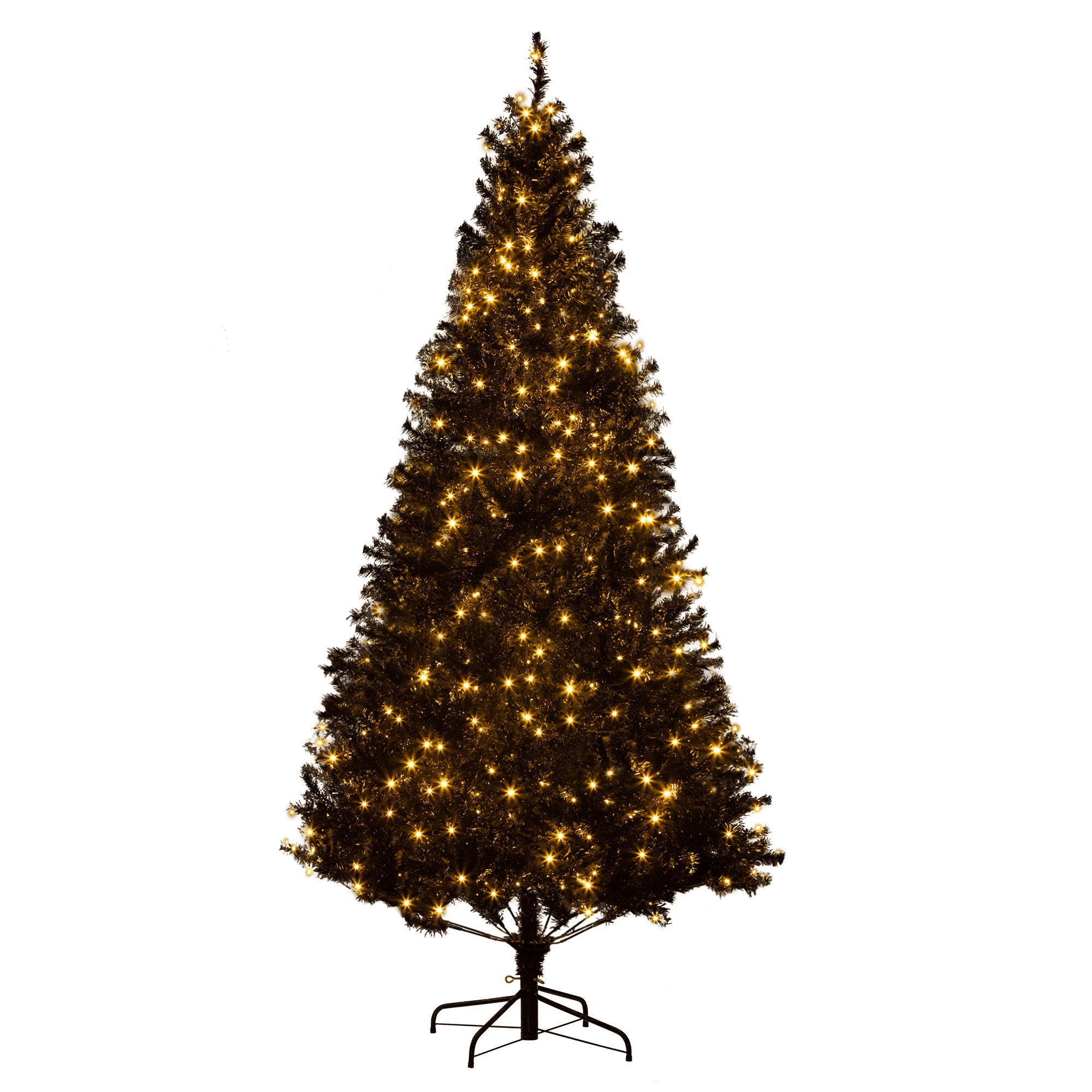 7.5 FT Tall PreLit Artificial Christmas Tree with Realistic Branches 500 Warm White LED Lights Black